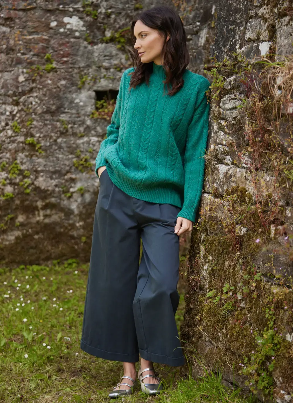 Cara Wool Cashmere Cable Turtleneck