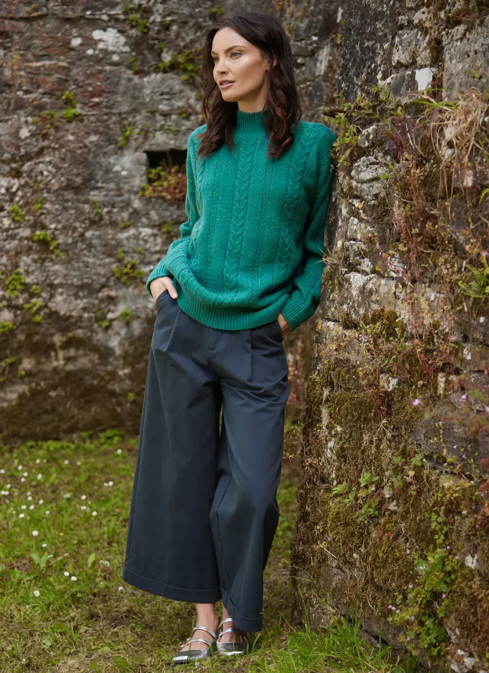Cara Wool Cashmere Cable Turtleneck