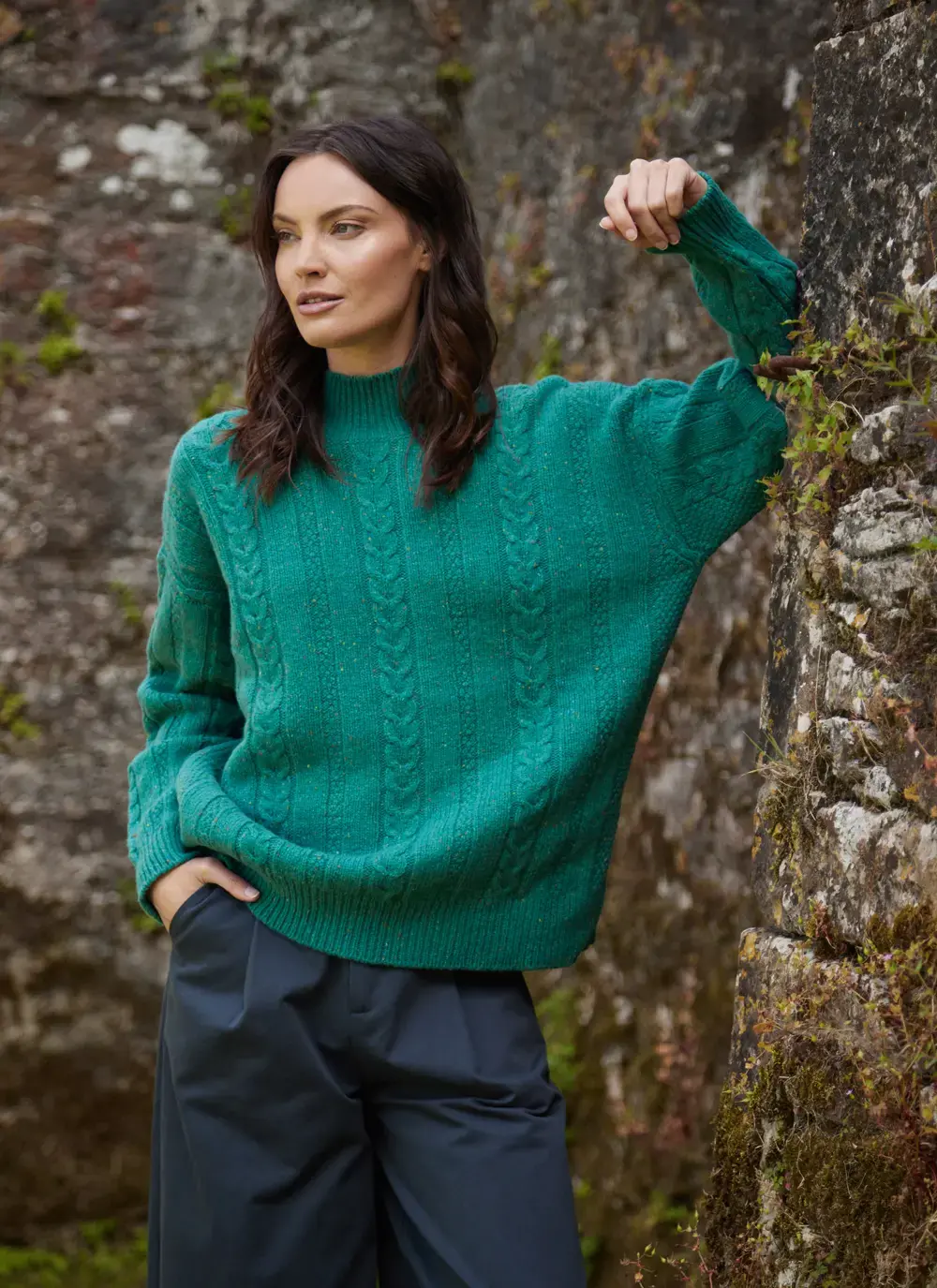 Cara Wool Cashmere Cable Turtleneck