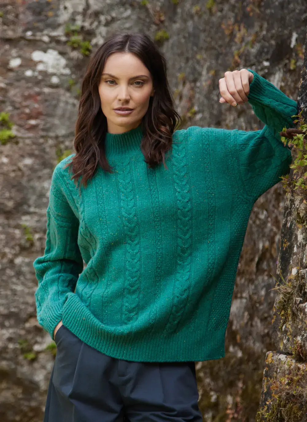 Cara Wool Cashmere Cable Turtleneck