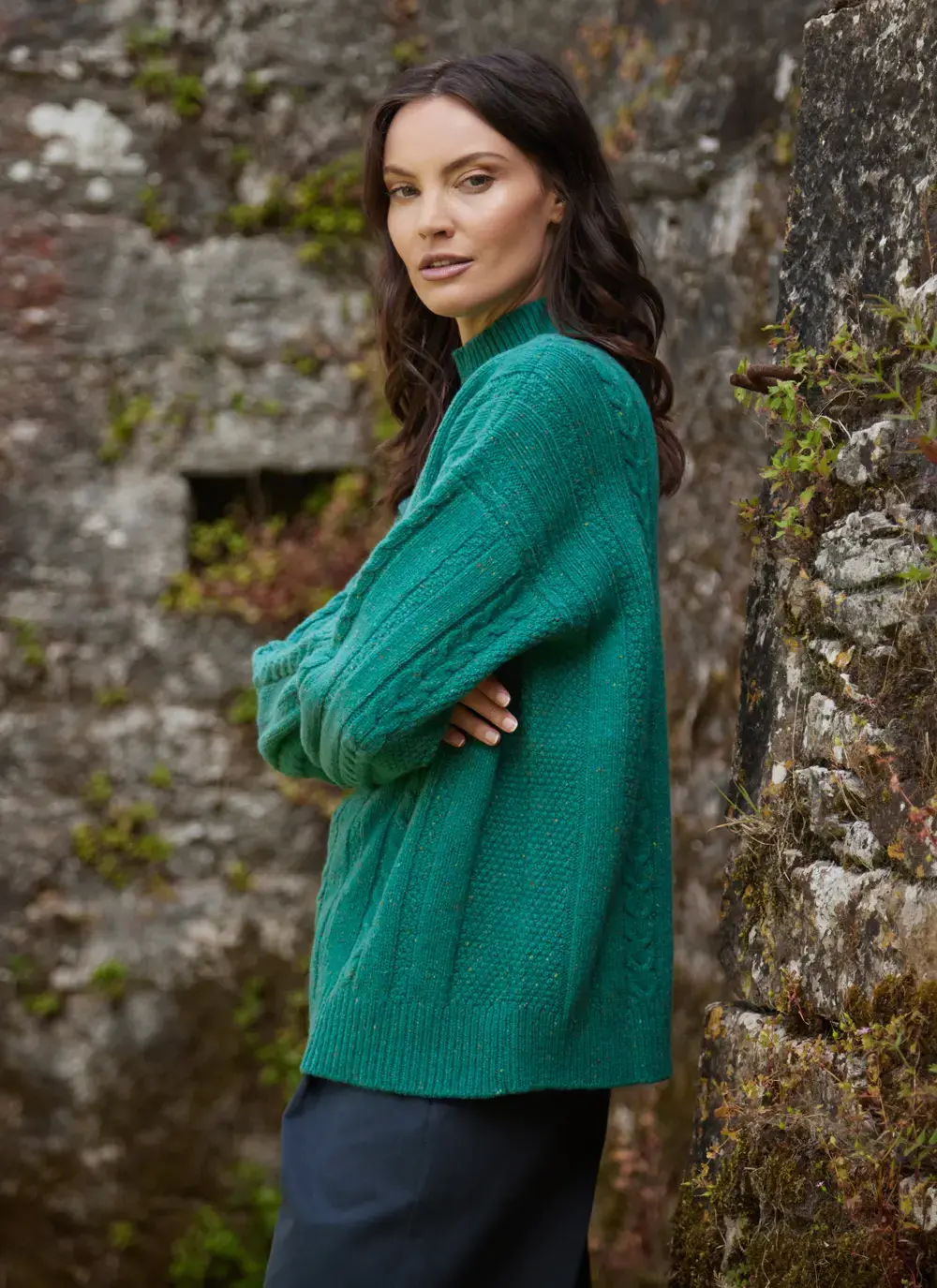 Cara Wool Cashmere Cable Turtleneck
