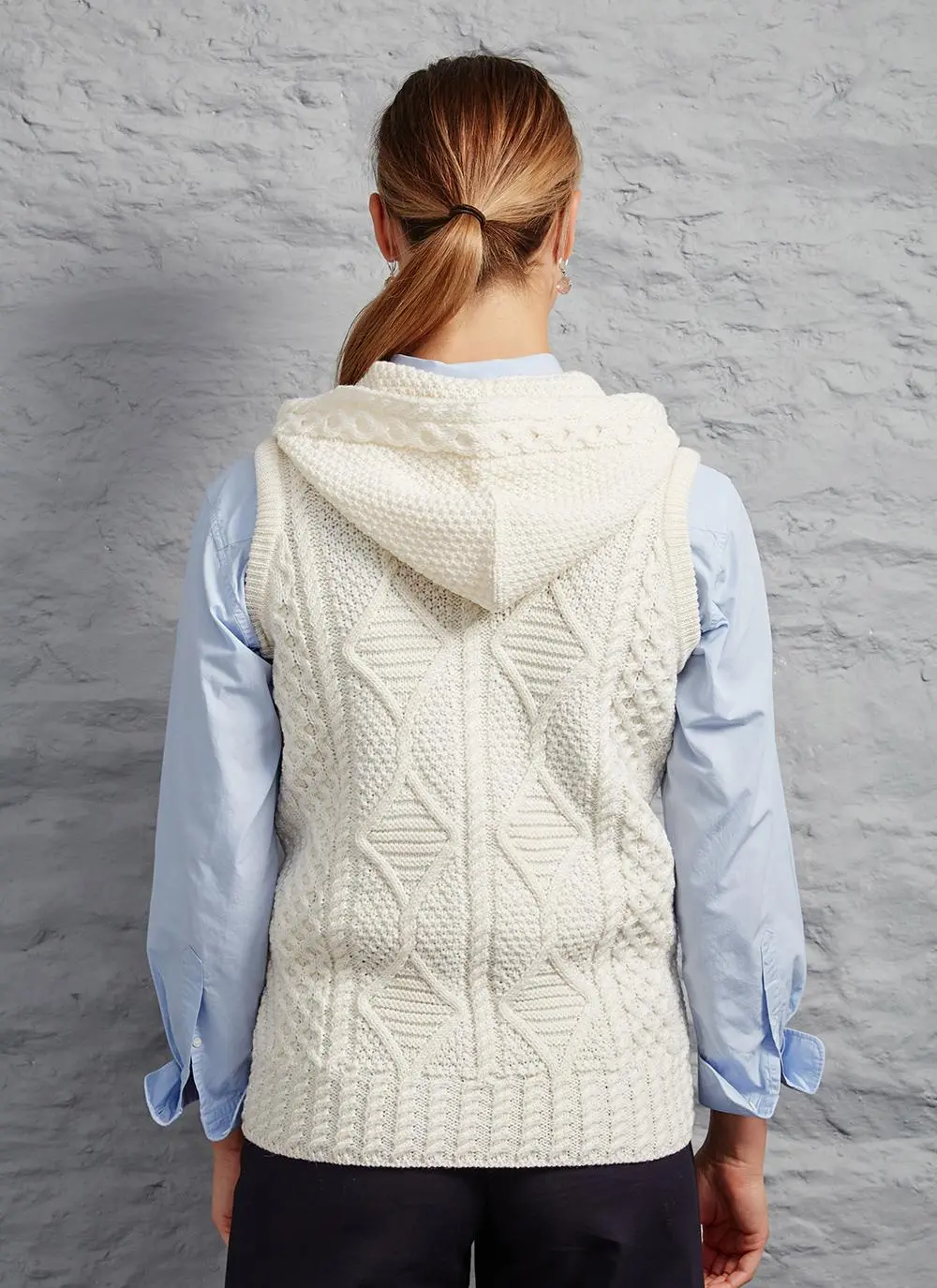 Carol Zip Sleeveless Aran Hoodie