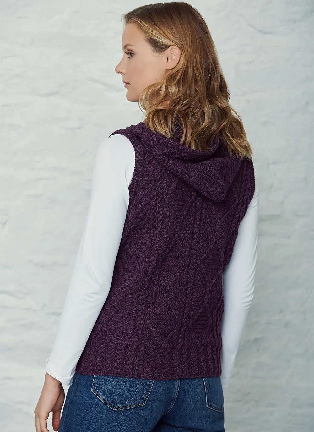 Carol Sleeveless Zip Aran Hoodie