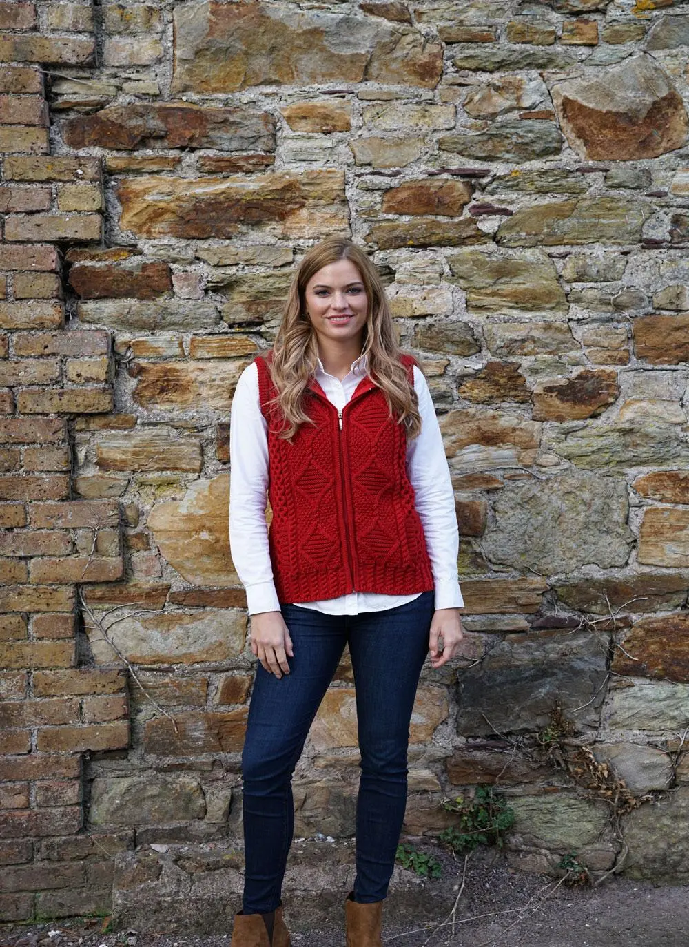 Carol Zip Sleeveless Aran Hoodie