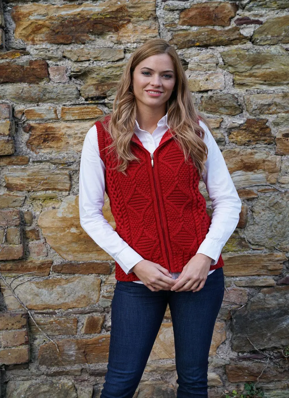 Carol Zip Sleeveless Aran Hoodie