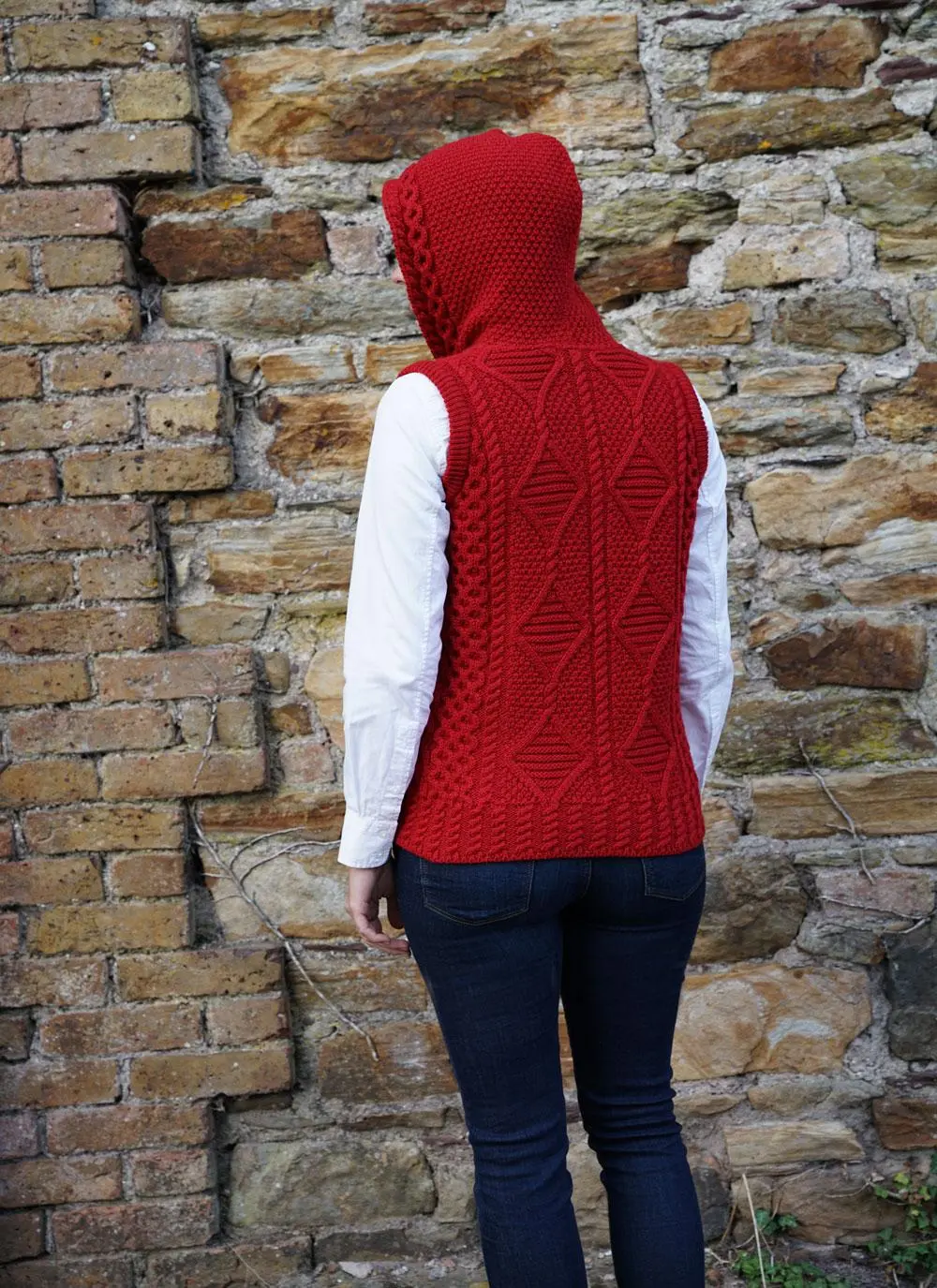 Carol Zip Sleeveless Aran Hoodie