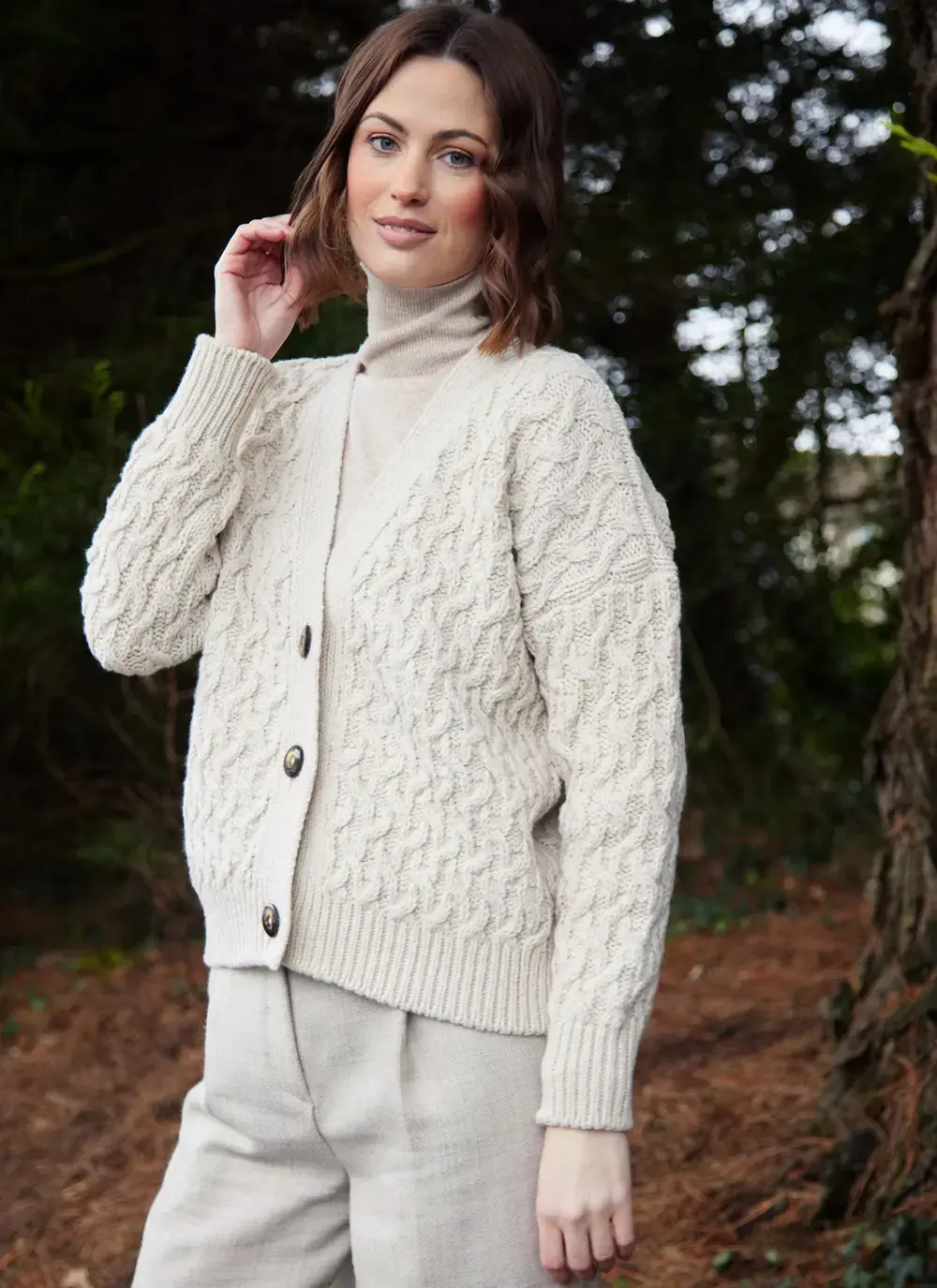 Cashmere Wool Aran Cardigan
