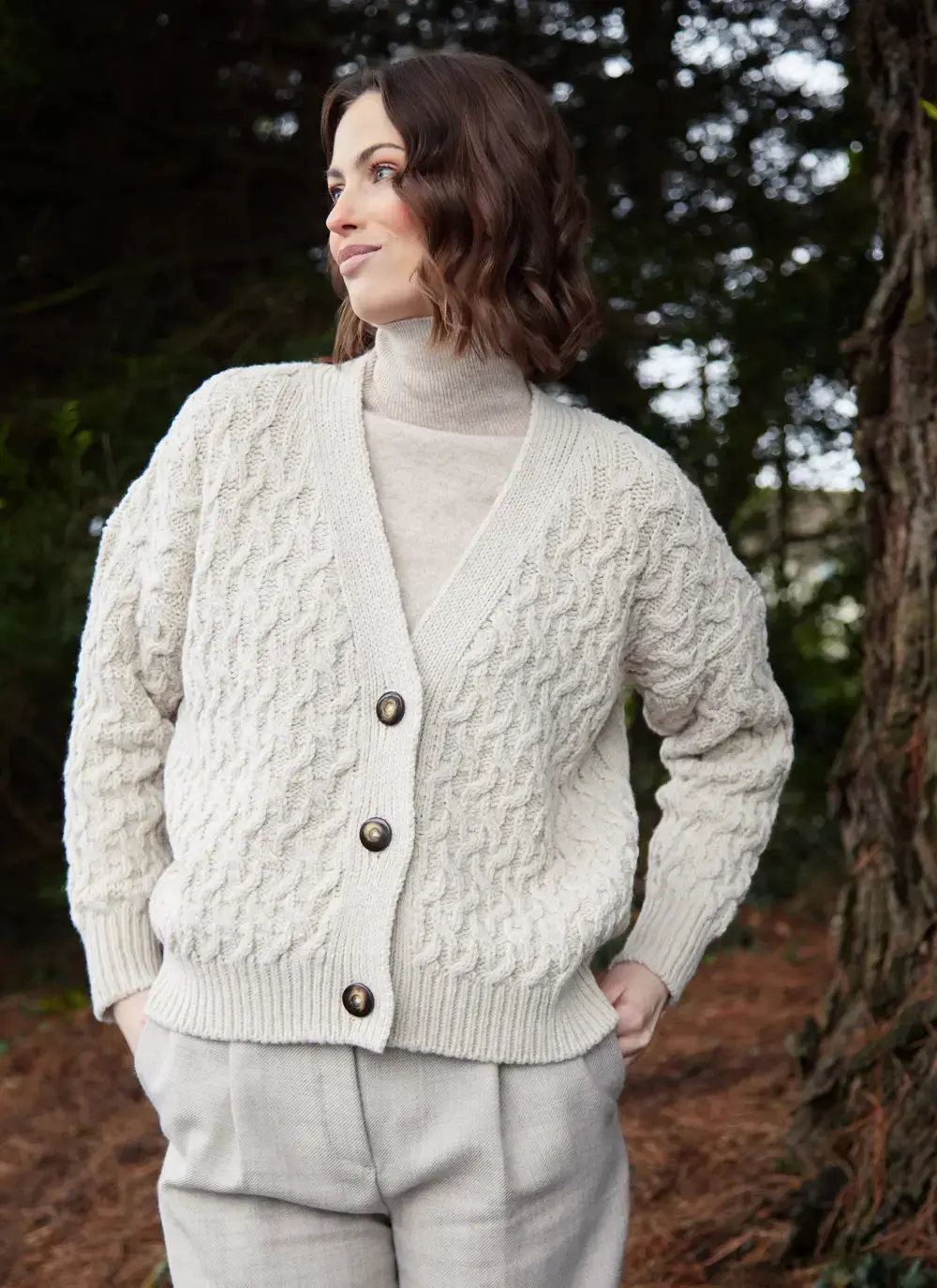 Cashmere Wool Aran Cardigan