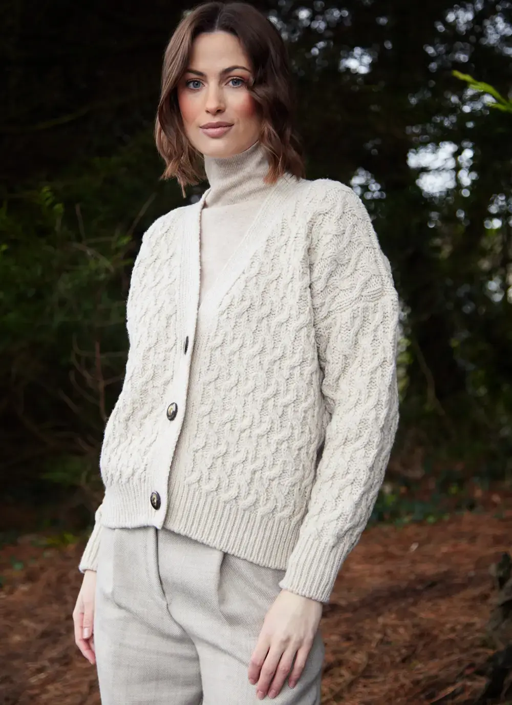 Cashmere Wool Aran Cardigan