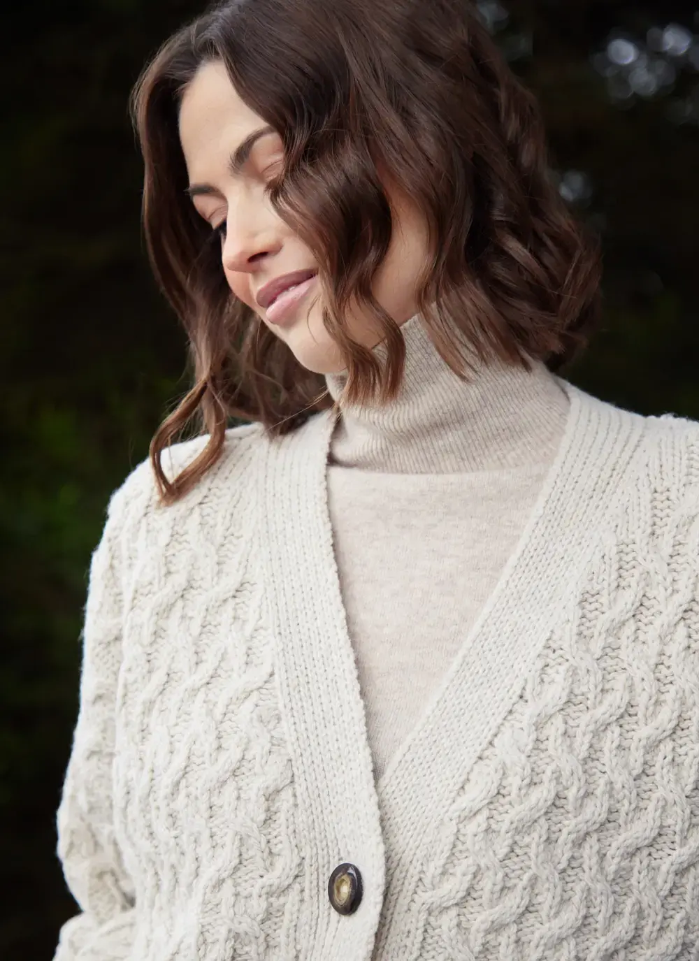 Cashmere Wool Aran Cardigan