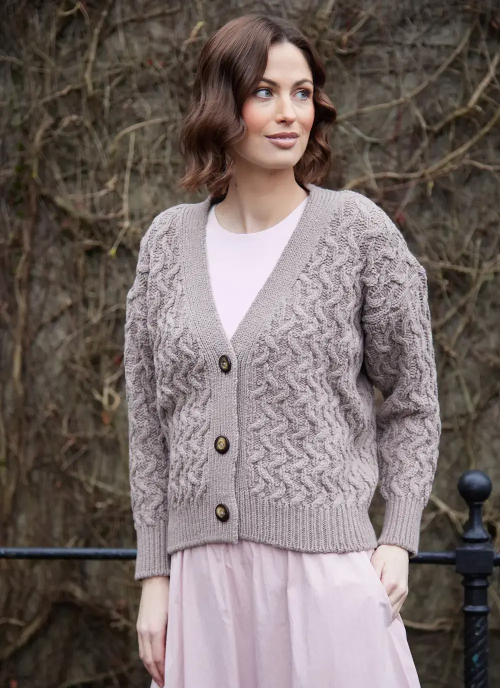 Cashmere Wool Aran Cardigan