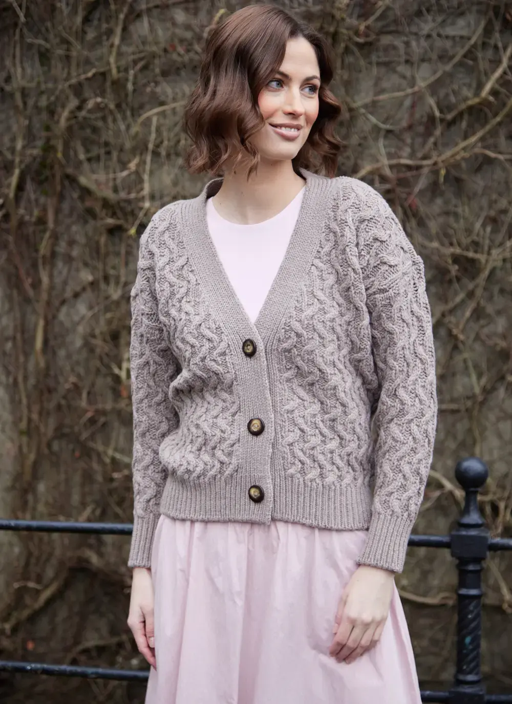 Cashmere Wool Aran Cardigan