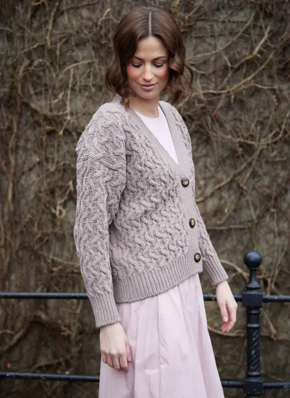 Cashmere Wool Aran Cardigan