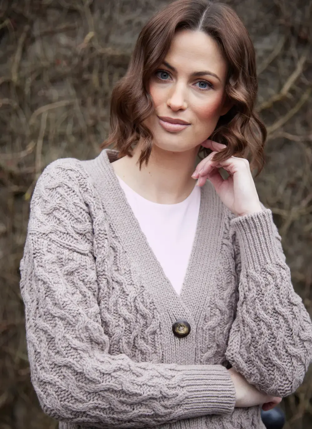 Cashmere Wool Aran Cardigan