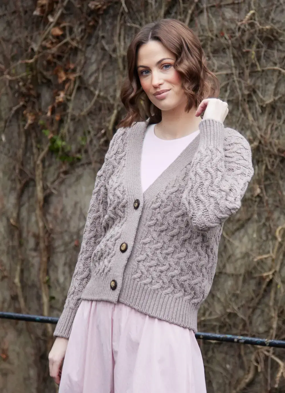 Cashmere Wool Aran Cardigan
