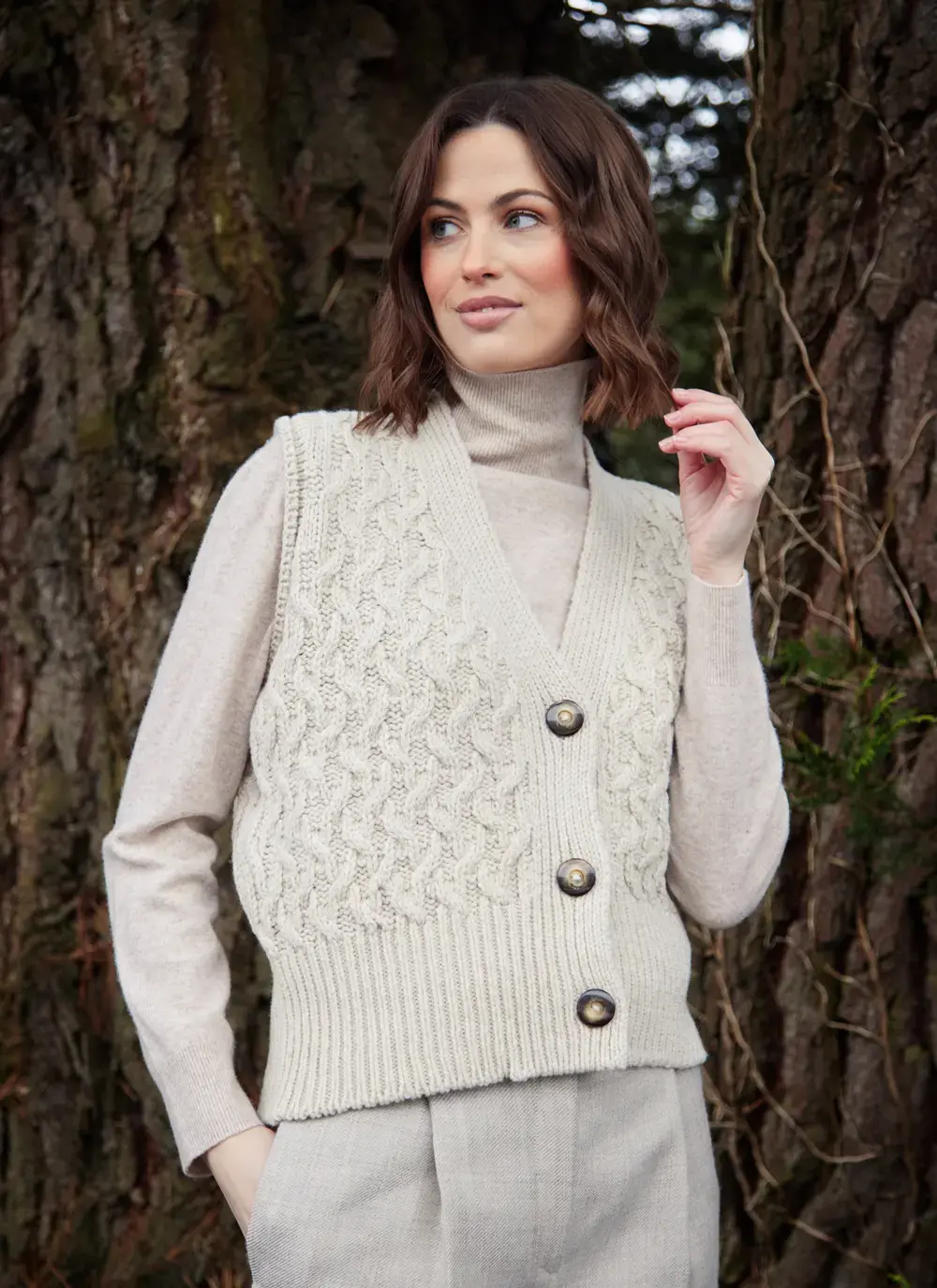 Cashmere Wool Aran Waistcoat