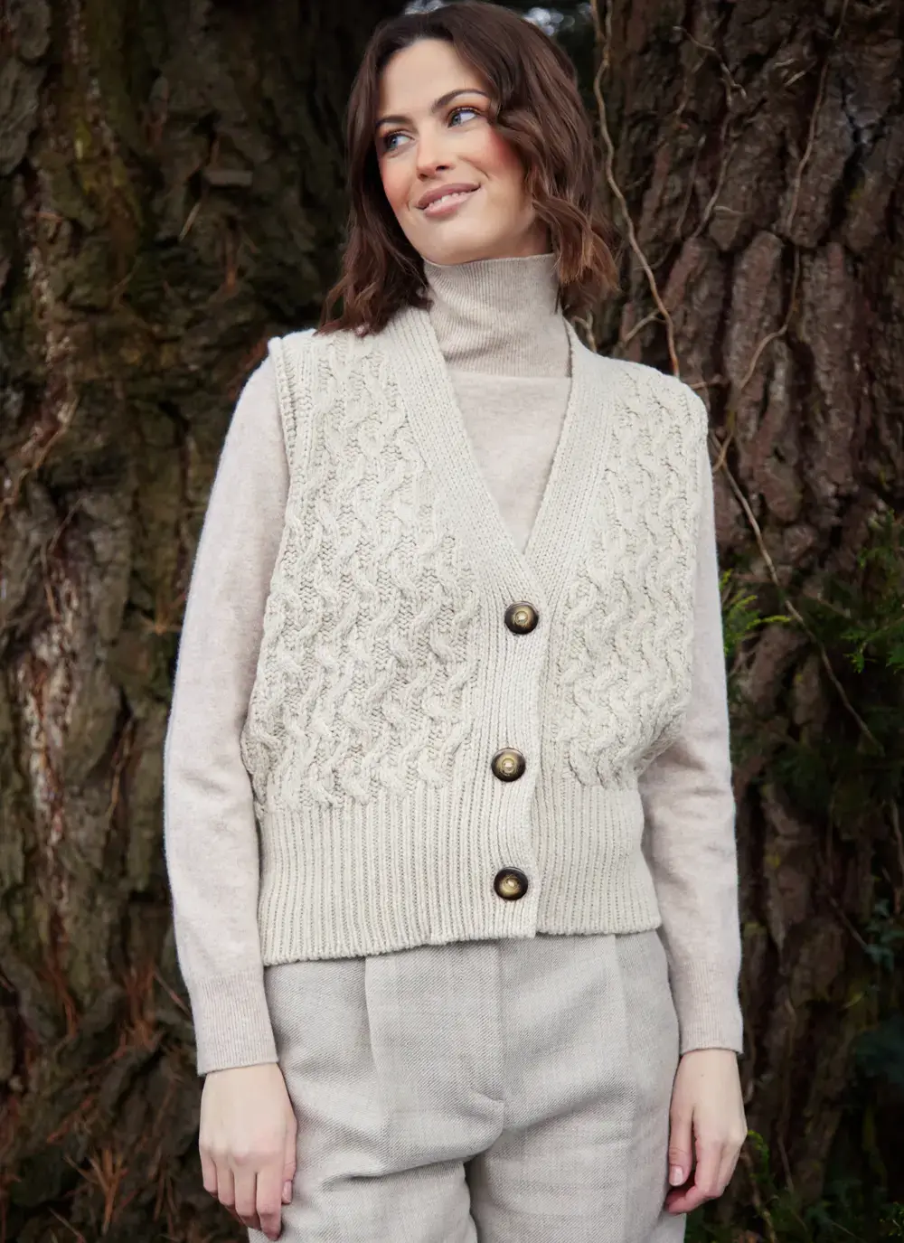 Cashmere Wool Aran Waistcoat