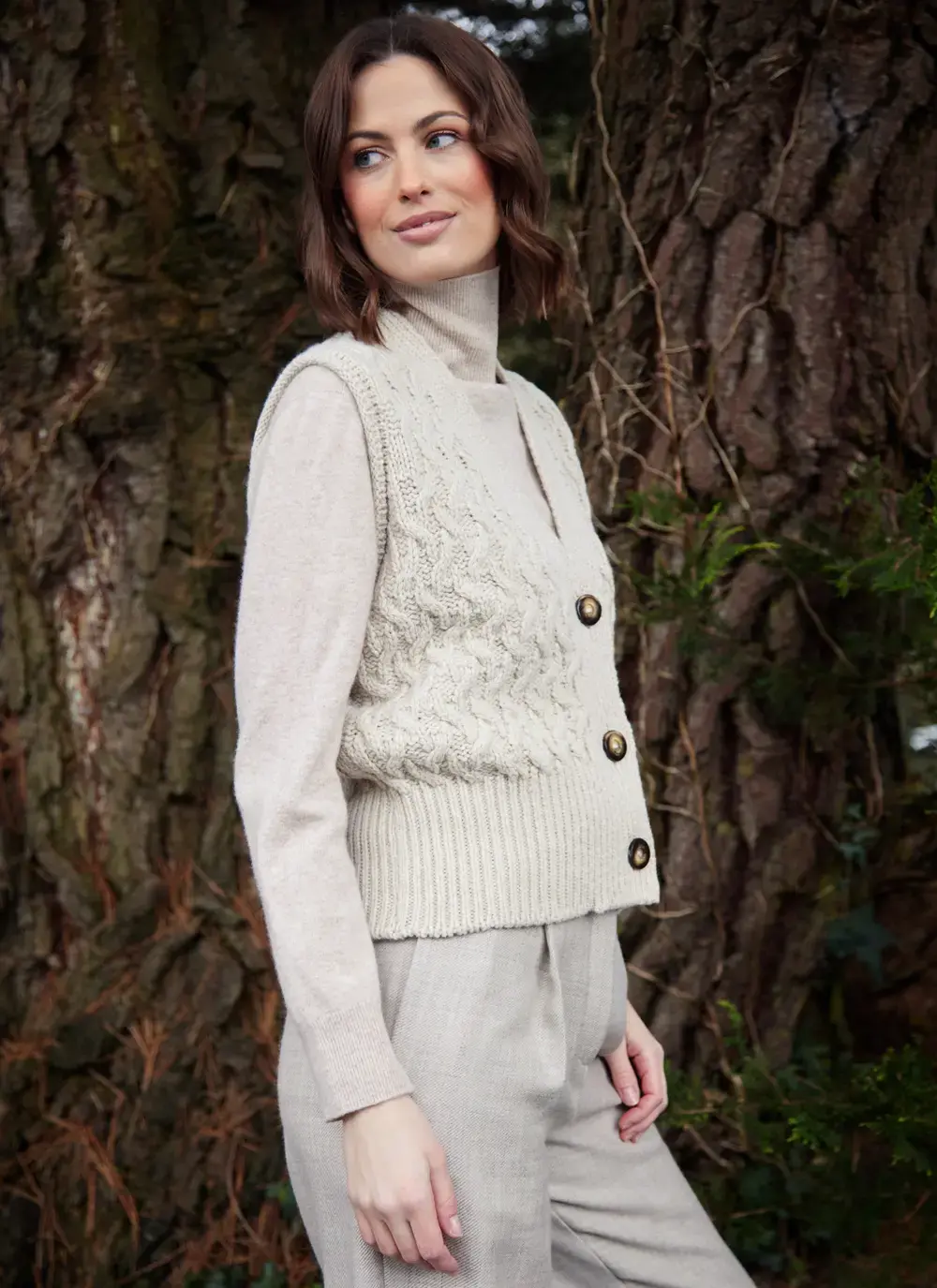 Cashmere Wool Aran Waistcoat