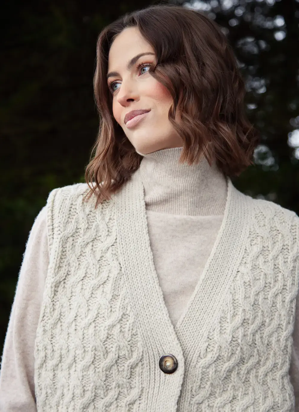 Cashmere Wool Aran Waistcoat