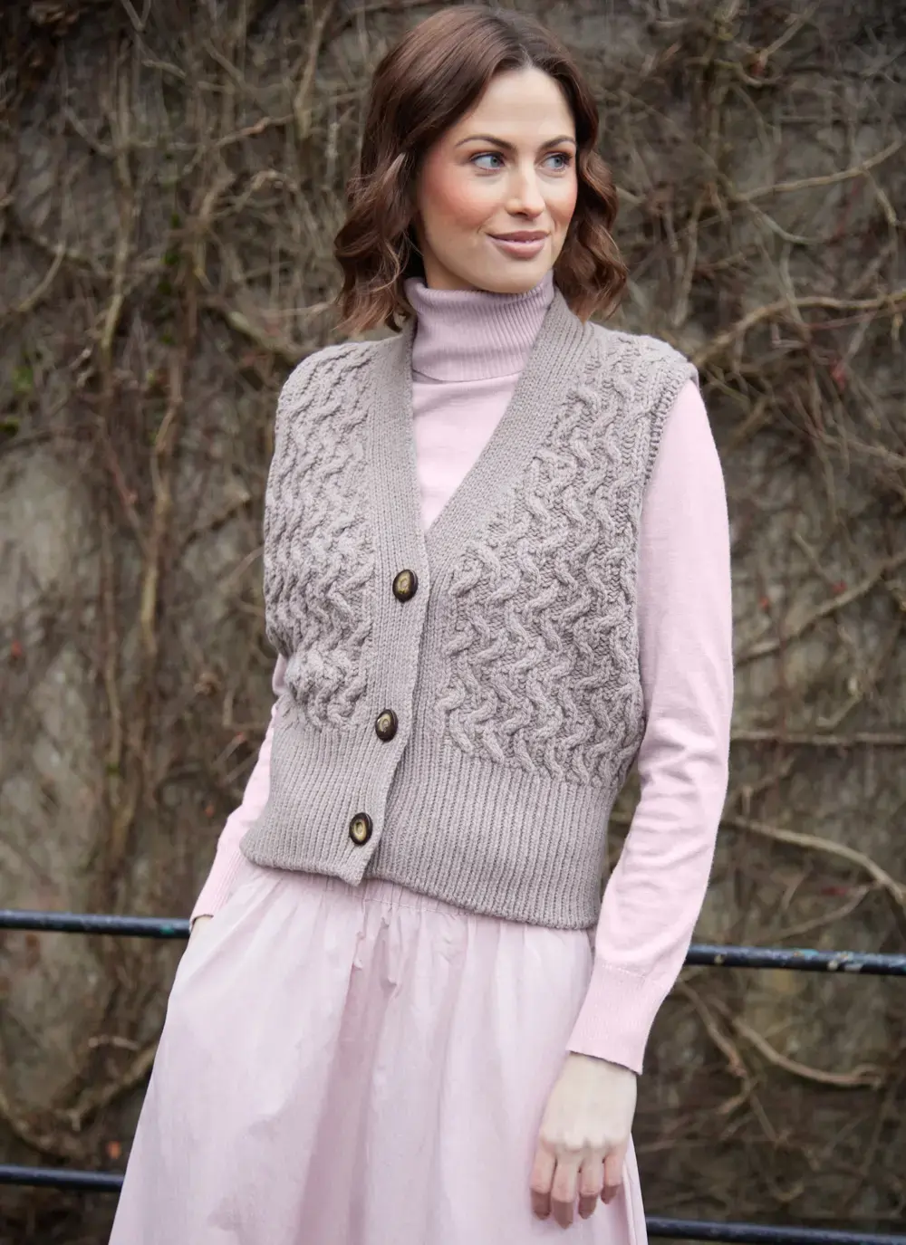 Cashmere Wool Aran Waistcoat