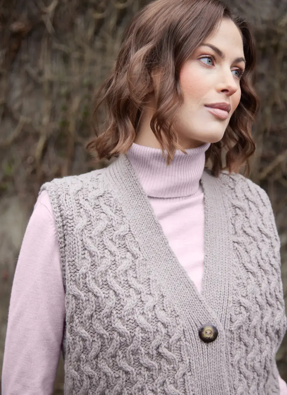 Cashmere Wool Aran Waistcoat