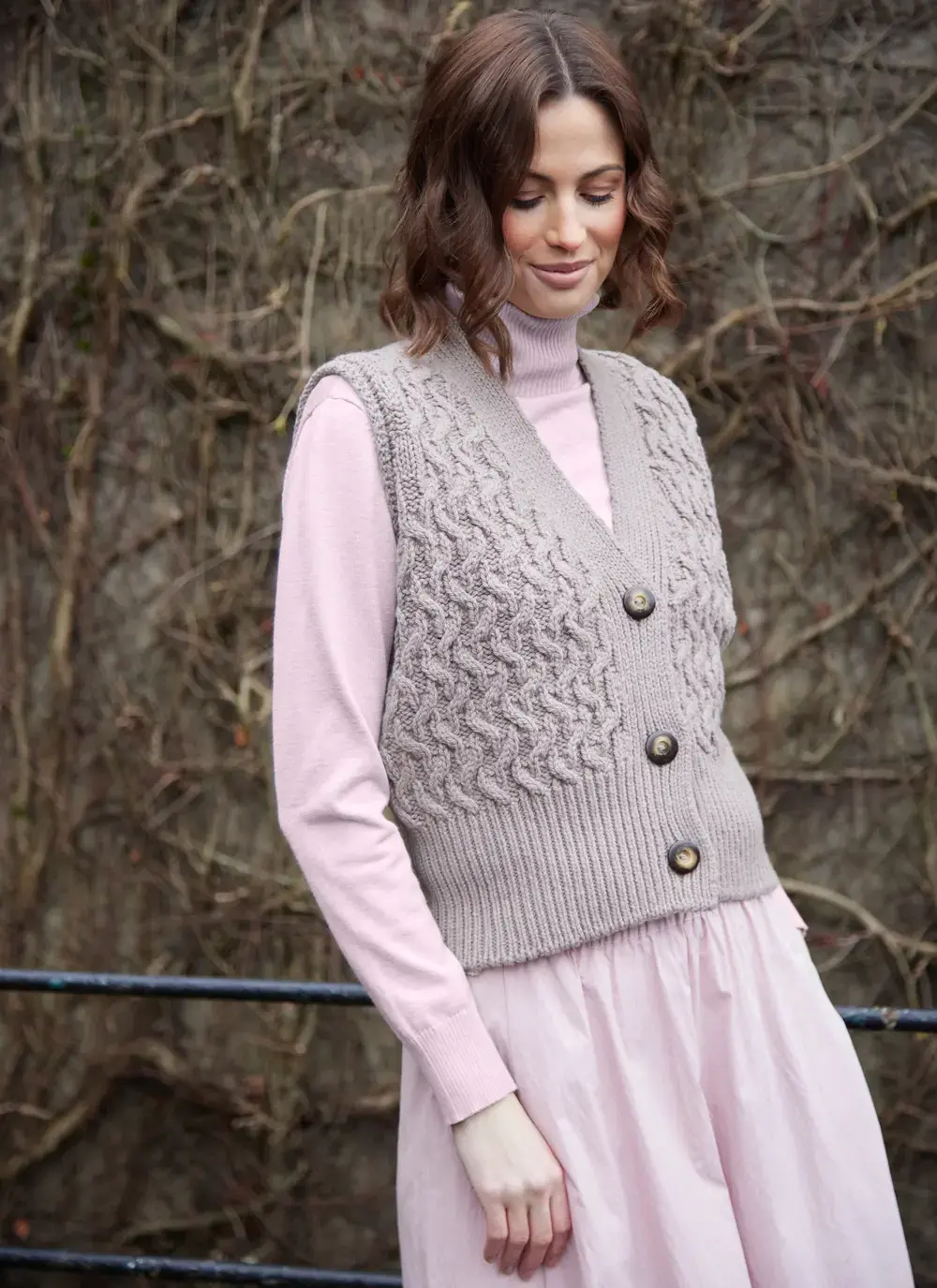 Cashmere Wool Aran Waistcoat
