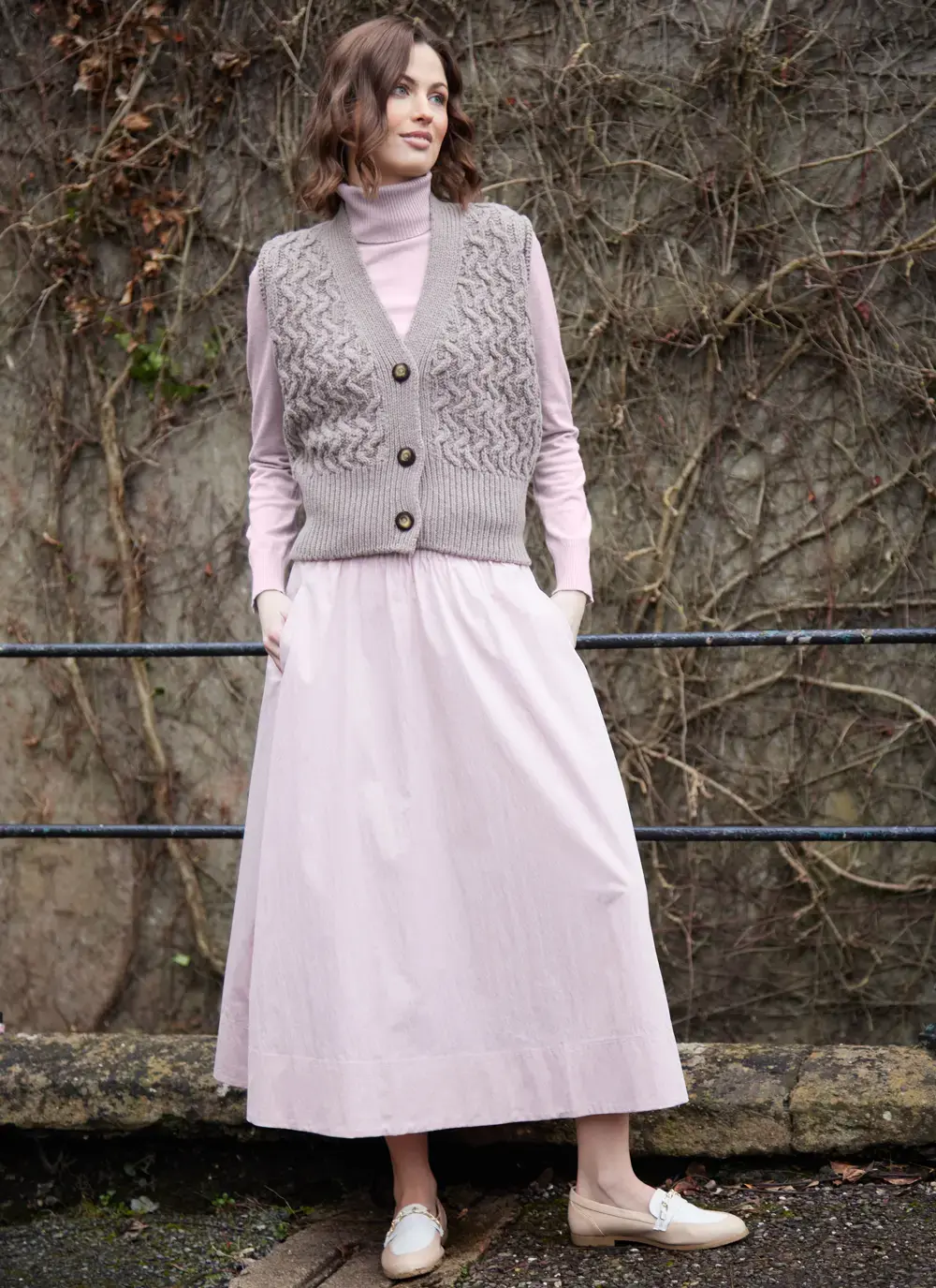 Cashmere Wool Aran Waistcoat