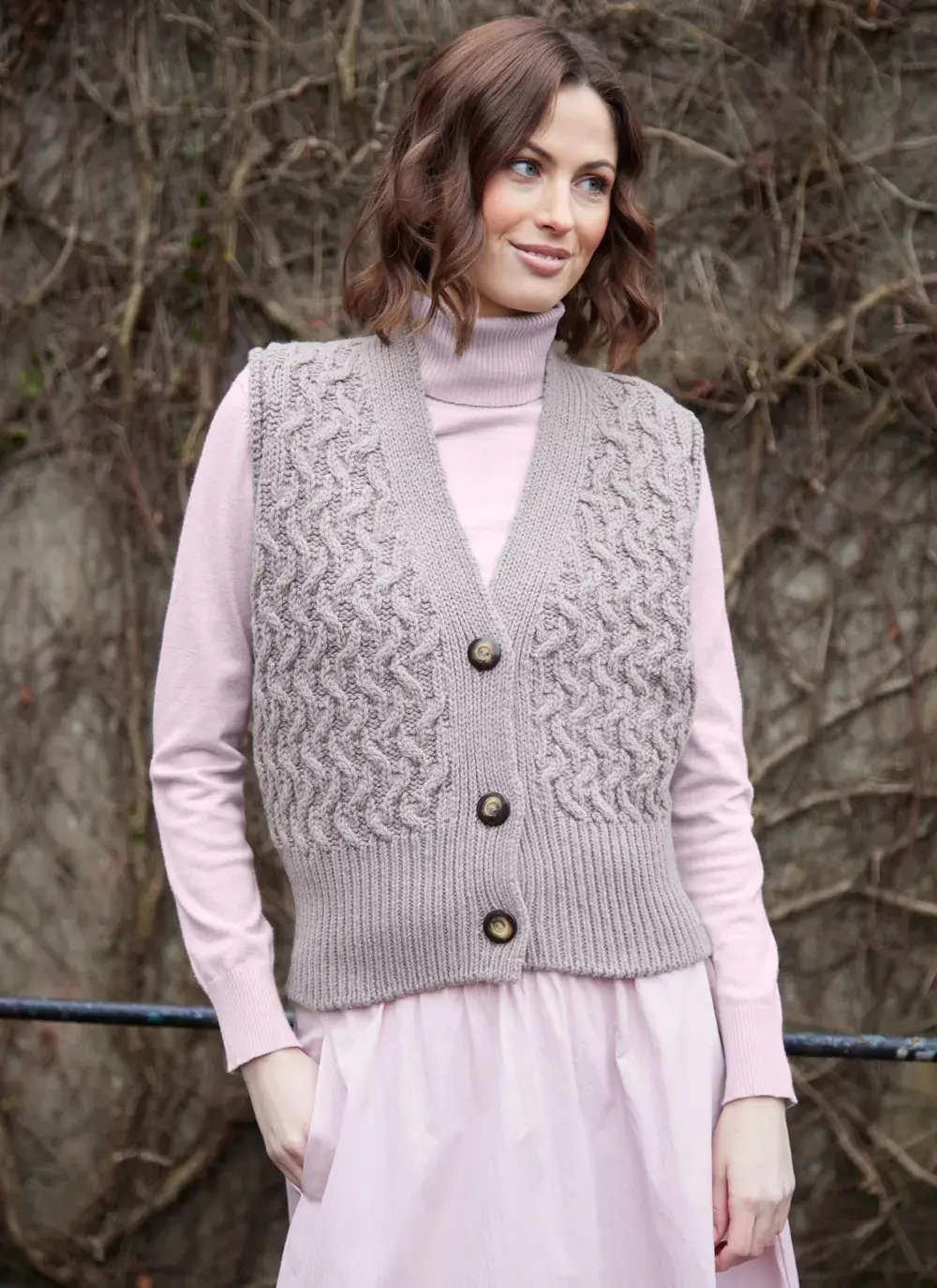 Cashmere Wool Aran Waistcoat