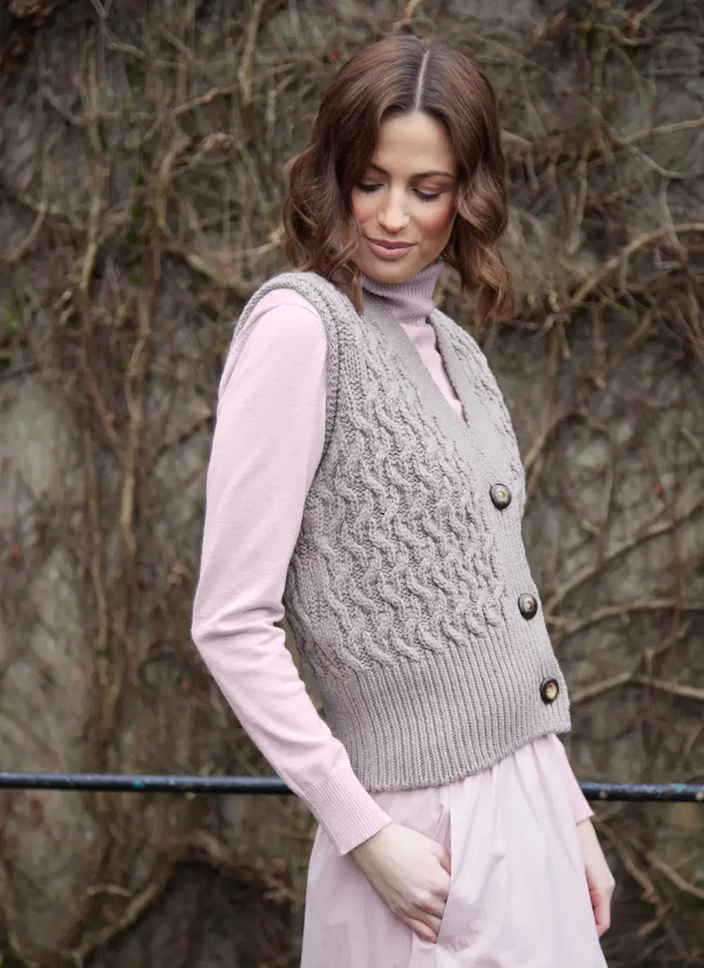 Cashmere Wool Aran Waistcoat