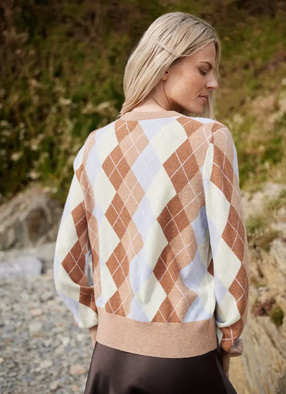 Cashmere Wool Argyle Cardigan
