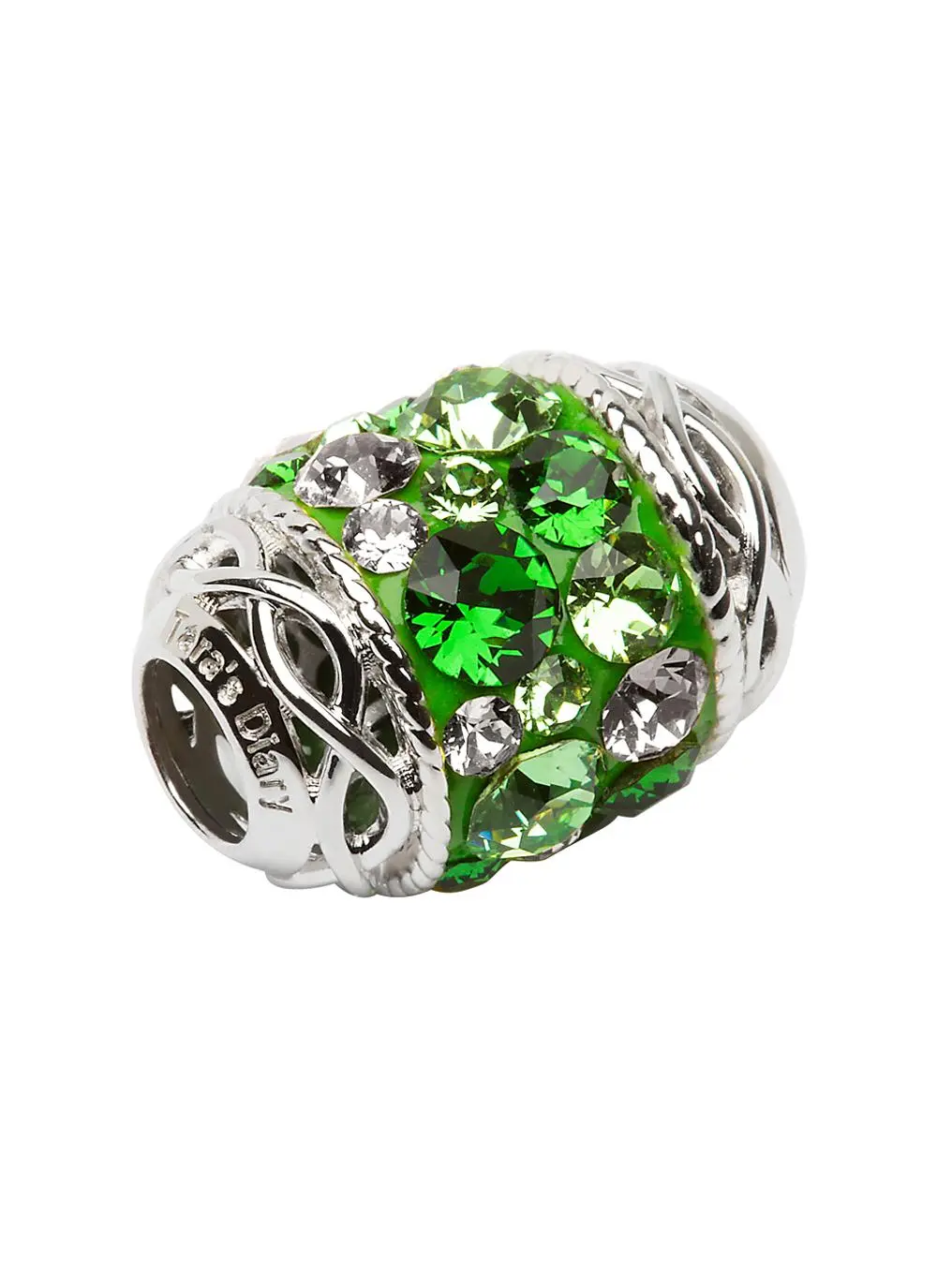 Celtic Knot Bead Adorned With Green Swarovski Crystals