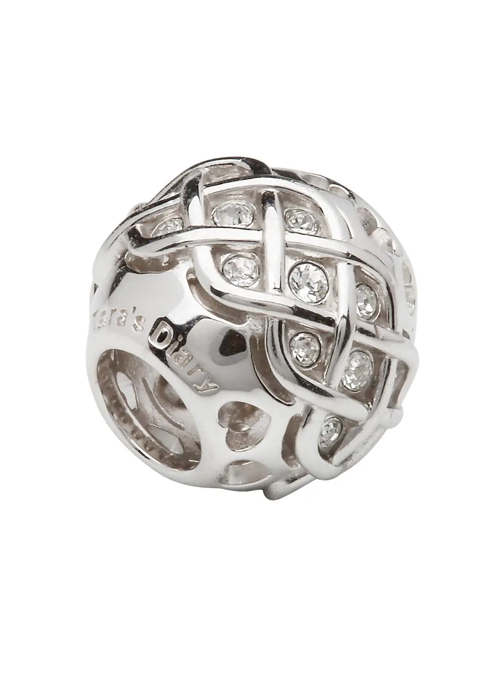Celtic Knot White Bead Adorned With Swarovski Crystals