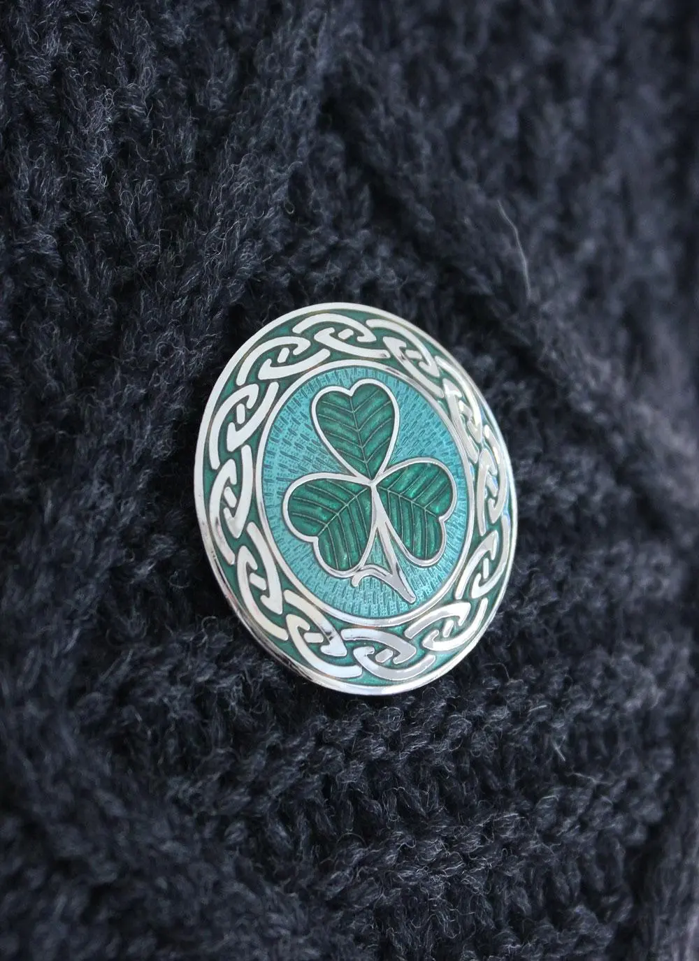Celtic Shamrock Enamel Brooch