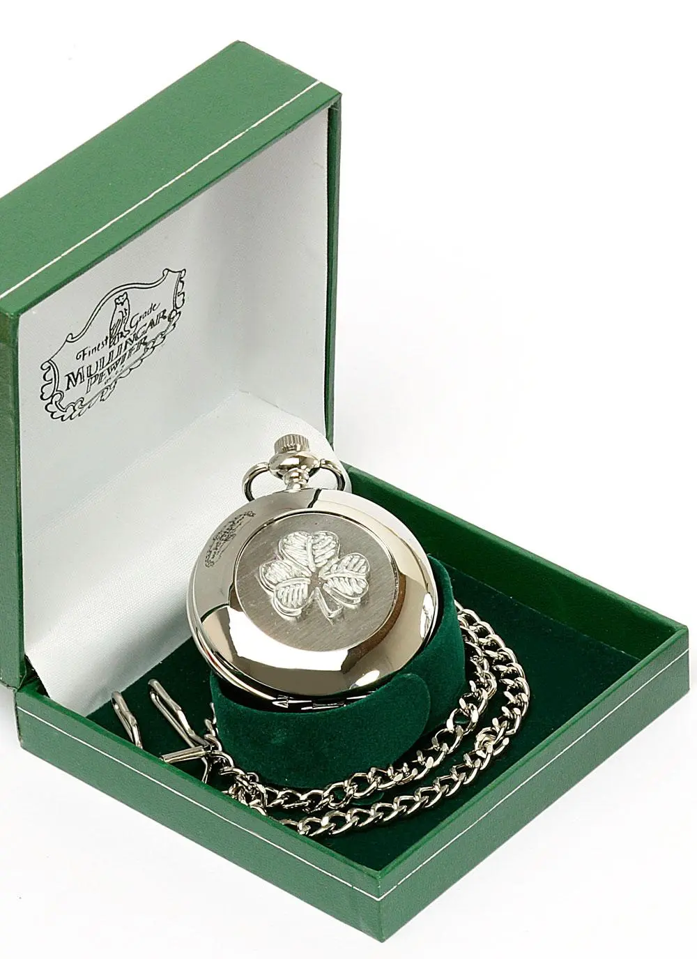 Engraved Celtic Shamrock Pocket Watch