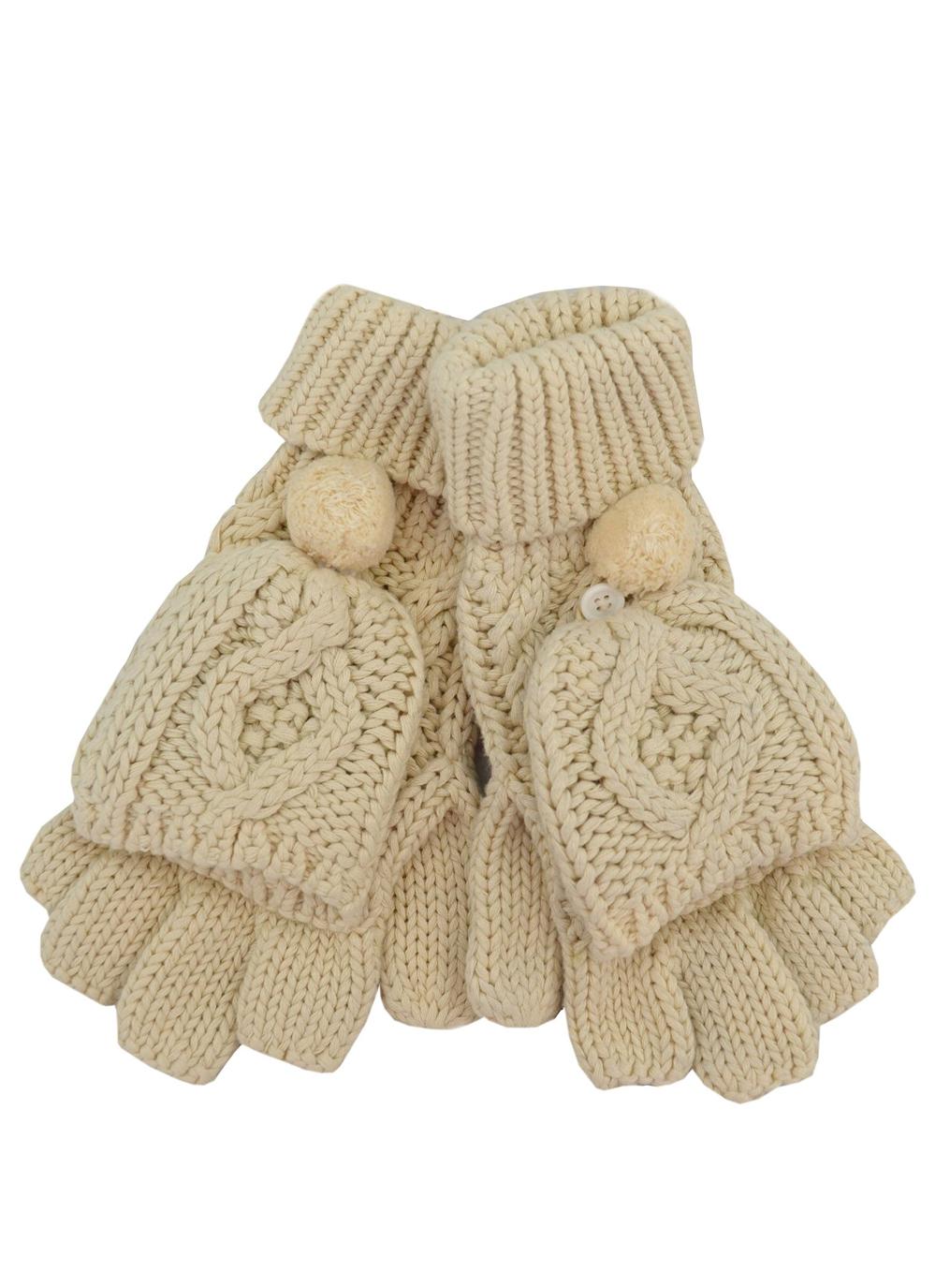 Chunky Aran Knit Hat, Mittens 
