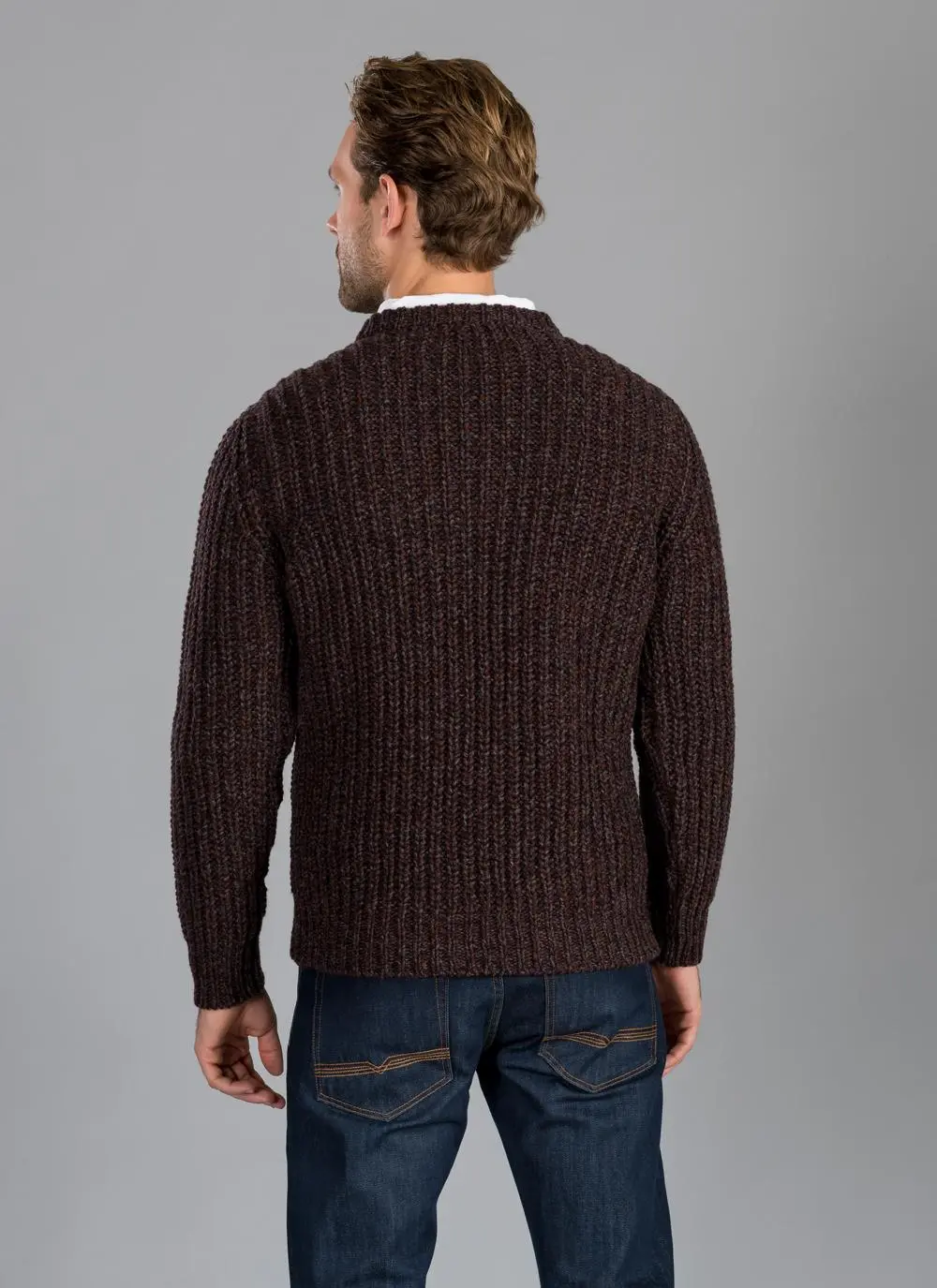 Fisherman Crew Neck Sweater Chunky Rib
