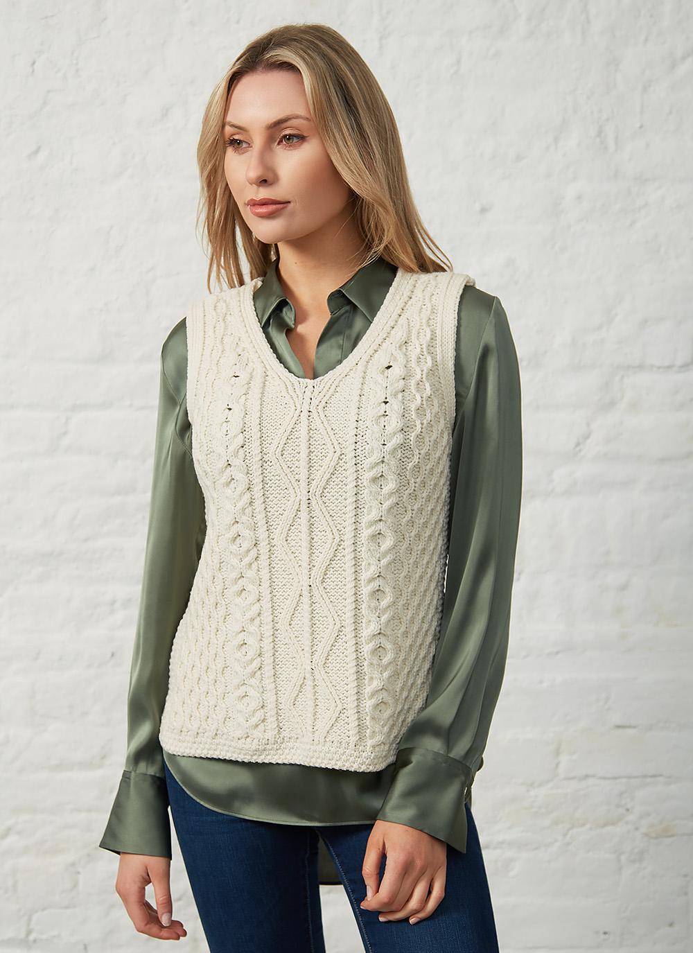 Ciara Aran Wool Slipover in Natural 