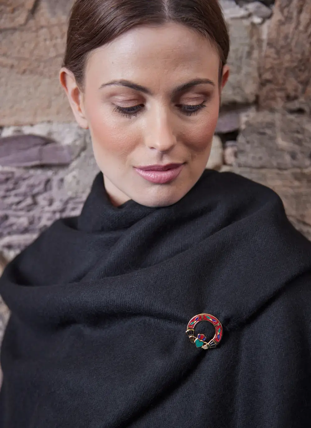 Claddagh Enamel Brooch