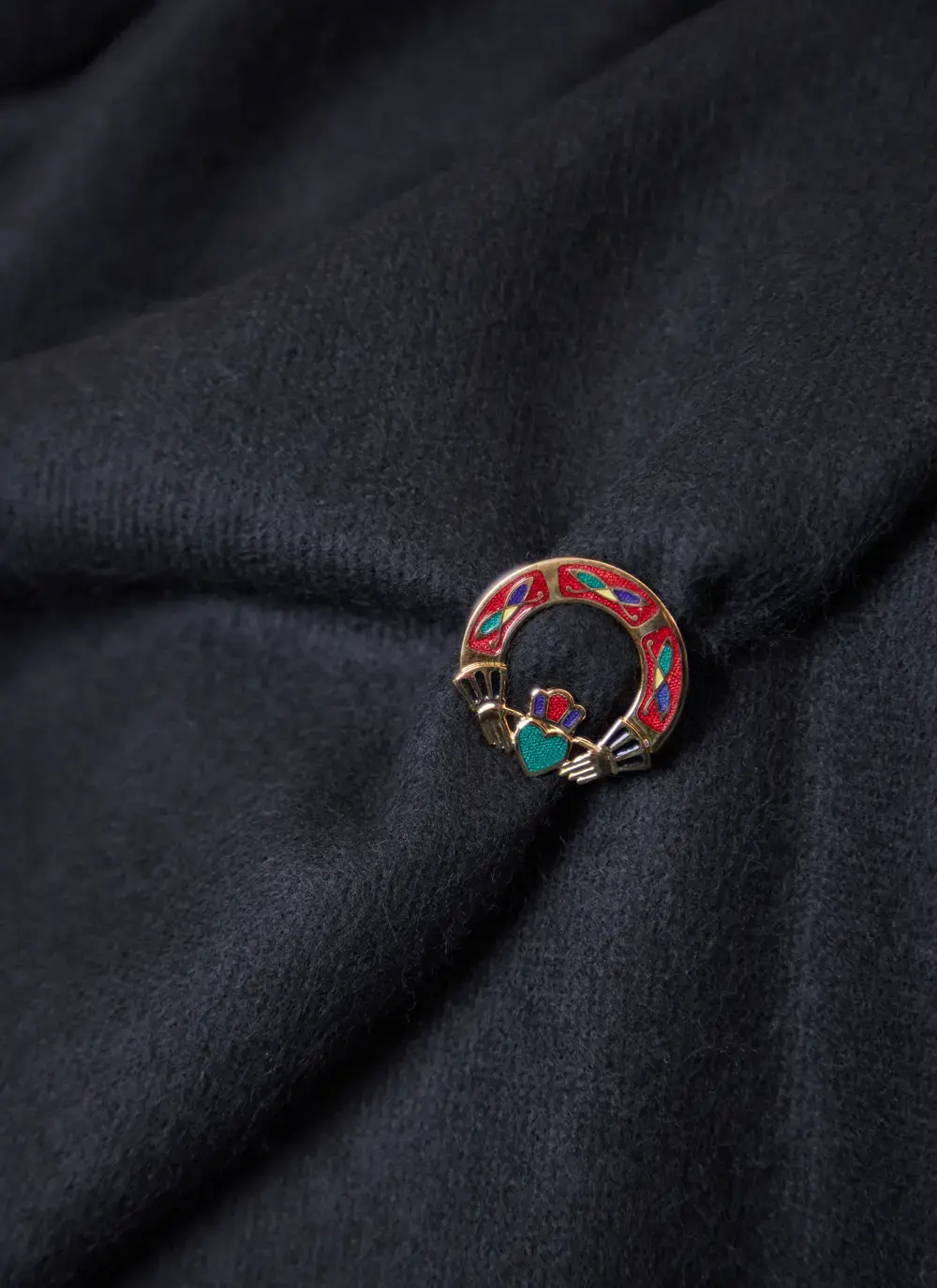 Claddagh Enamel Brooch