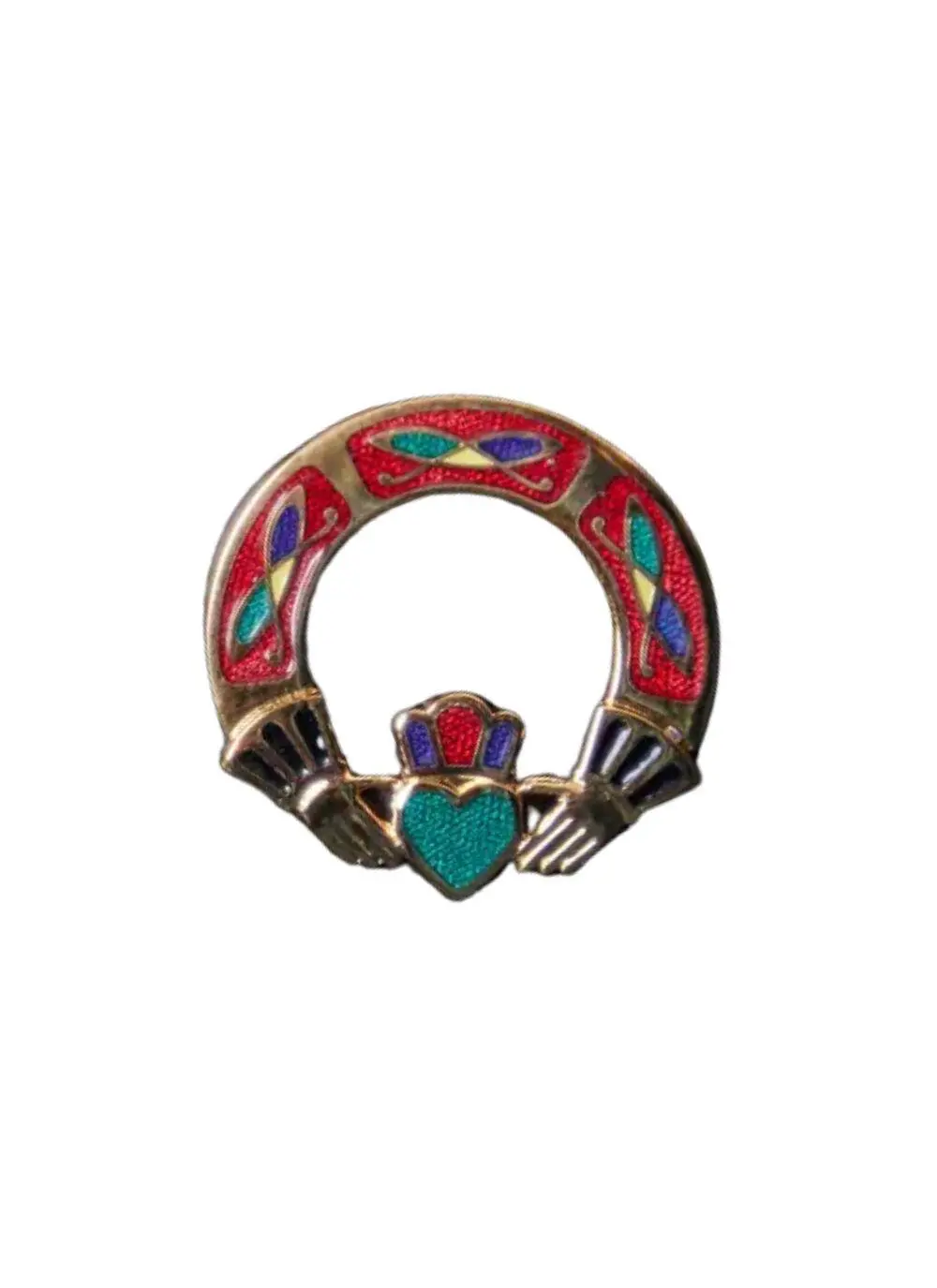 Claddagh Enamel Brooch