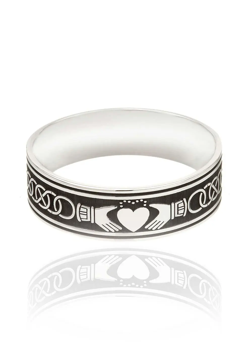 Men's Claddagh Celtic Knot Etched Ring