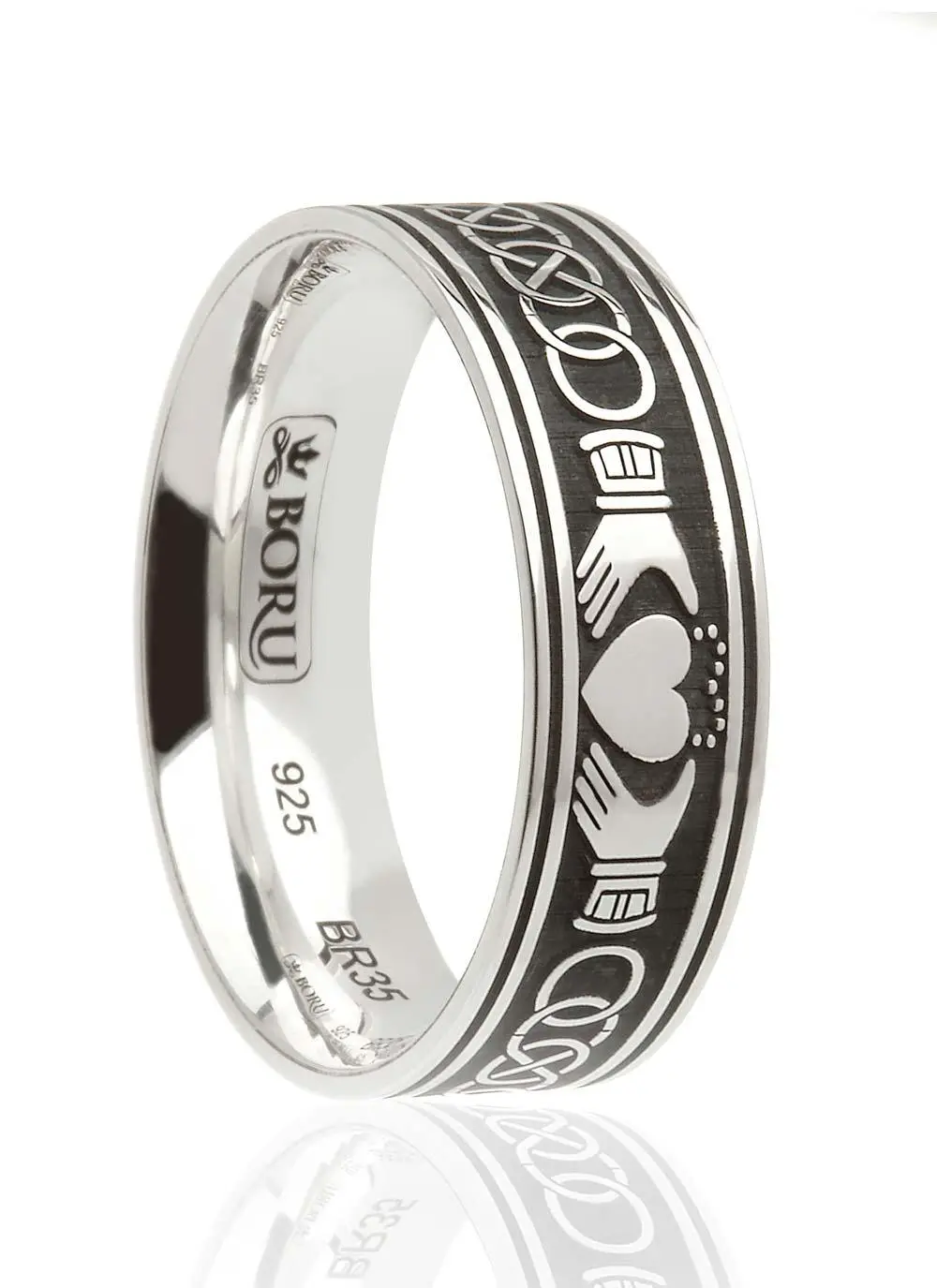Men's Claddagh Celtic Knot Etched Ring
