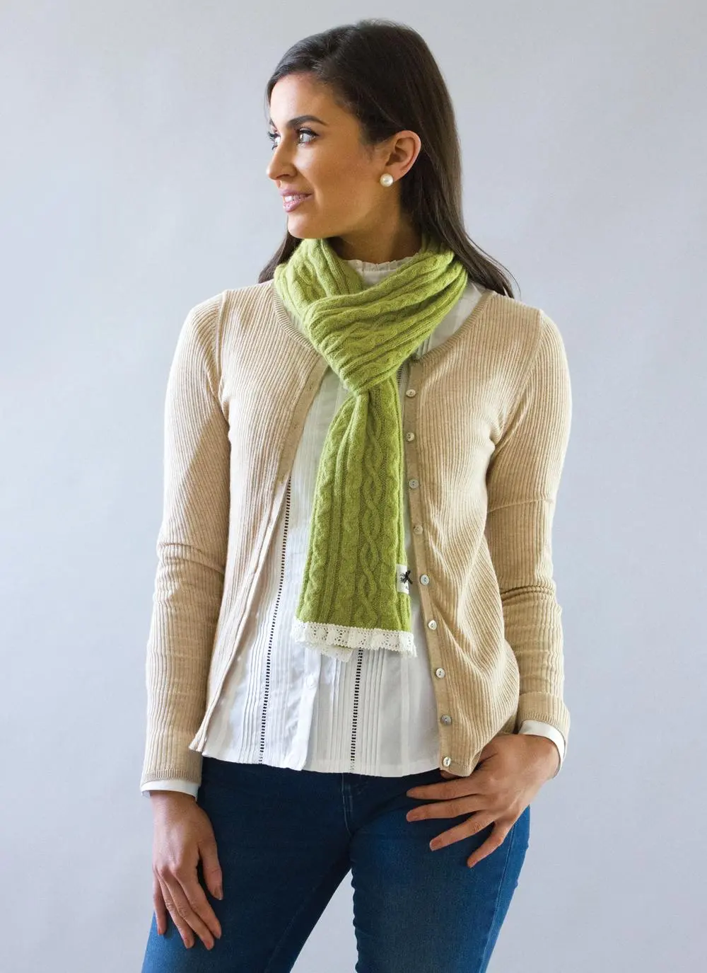 Classic Cable Apple Knit Scarf