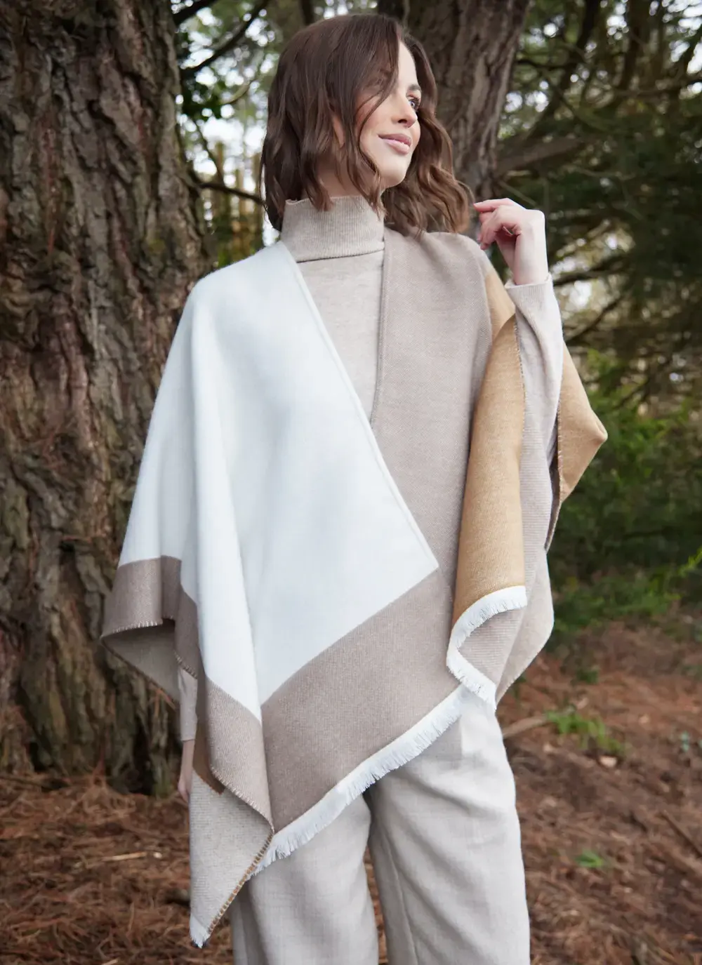 Color Block Fringed Wrap
