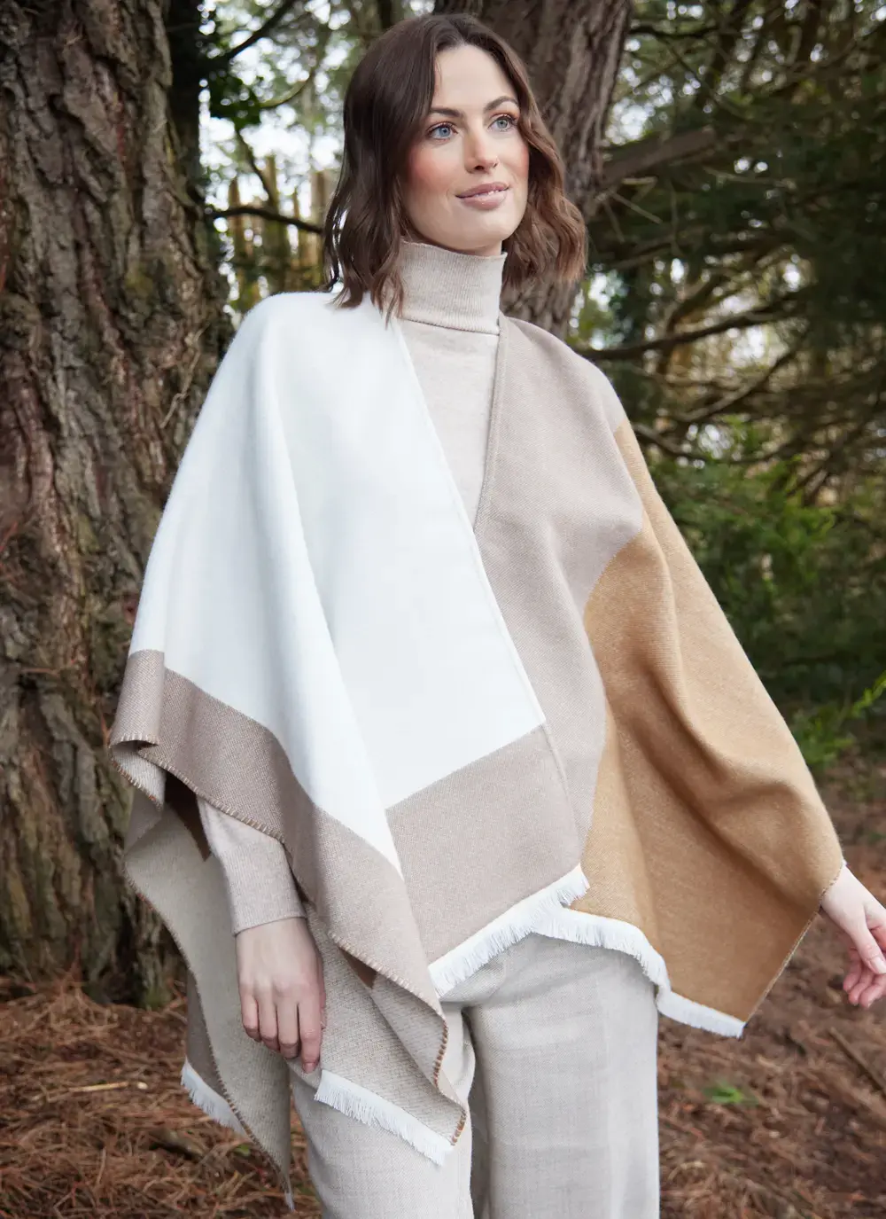 Color Block Fringed Wrap