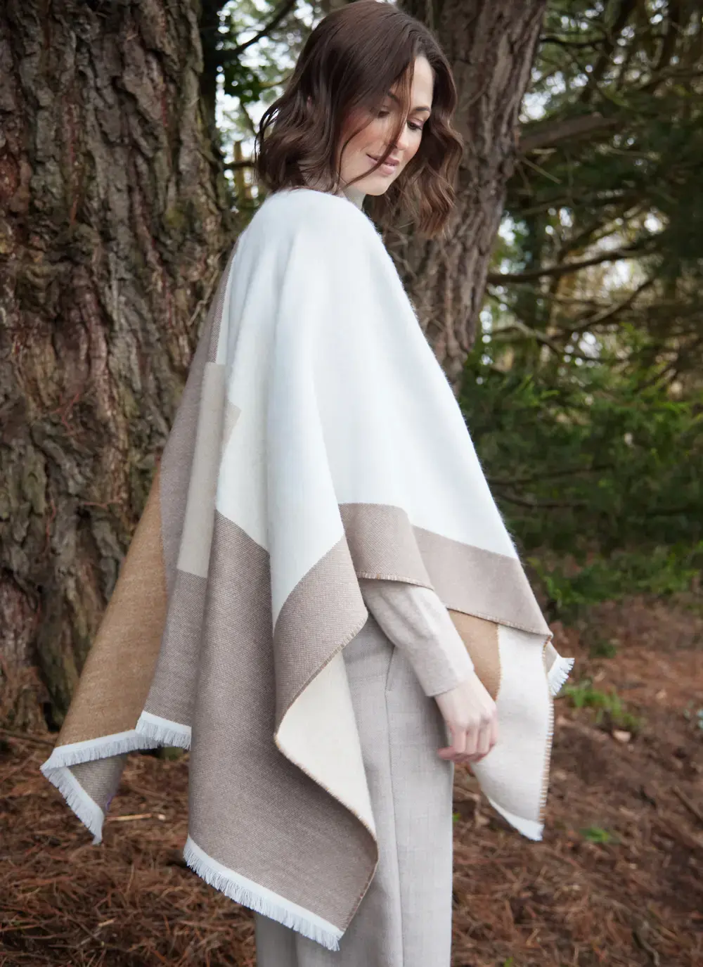 Color Block Fringed Wrap