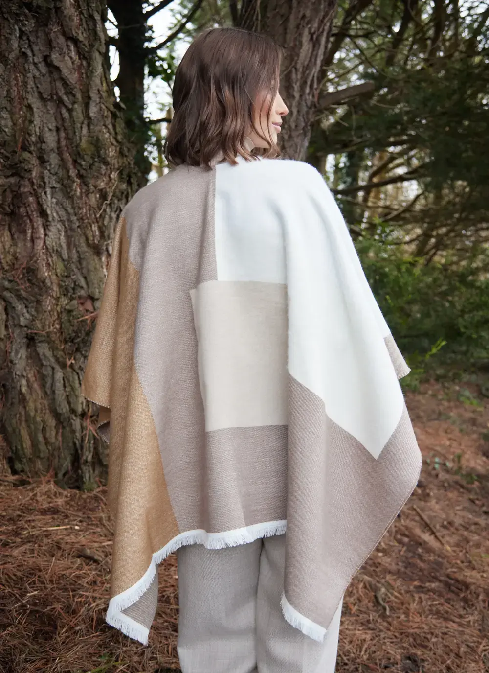 Color Block Fringed Wrap