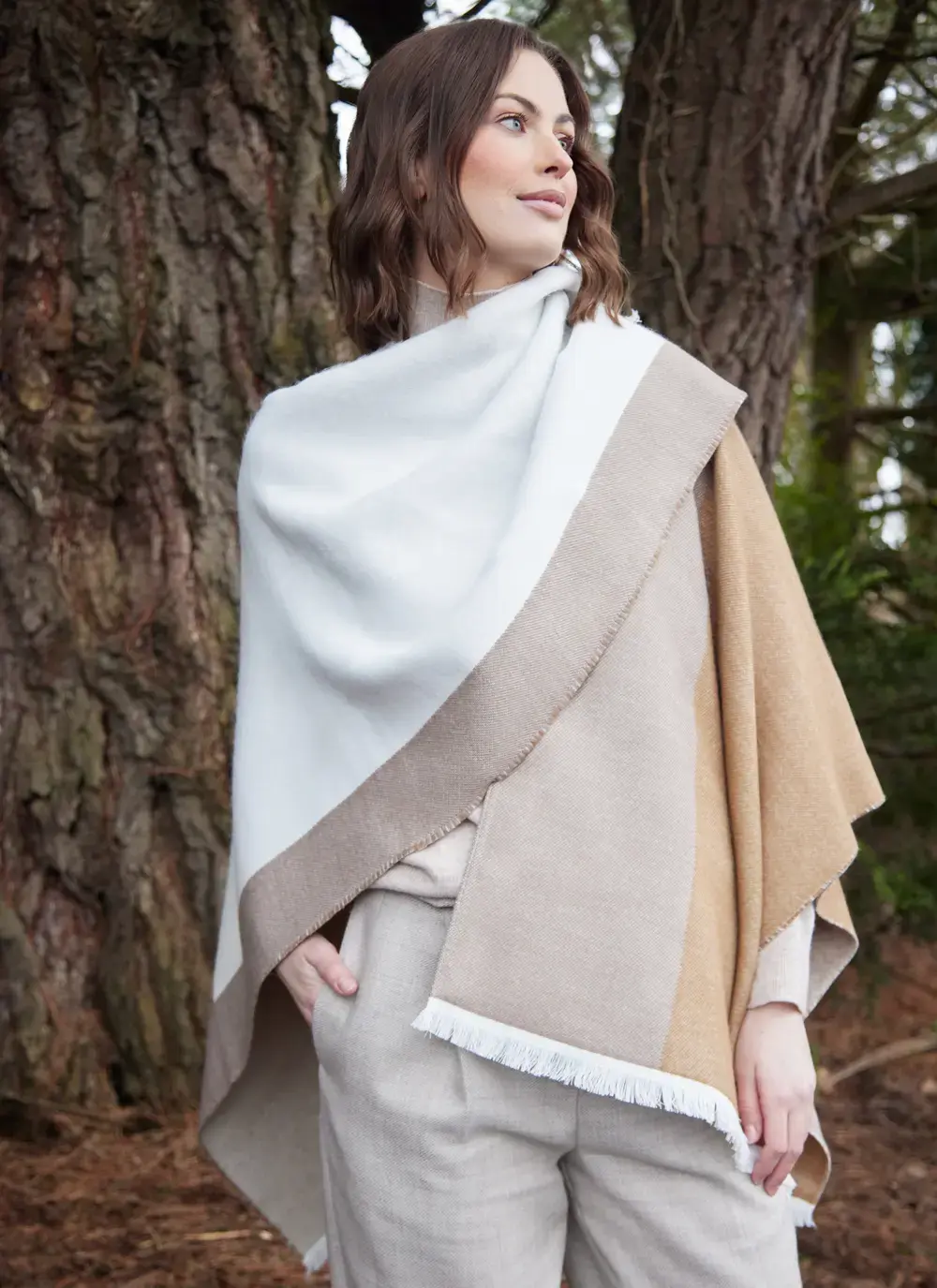 Color Block Fringed Wrap
