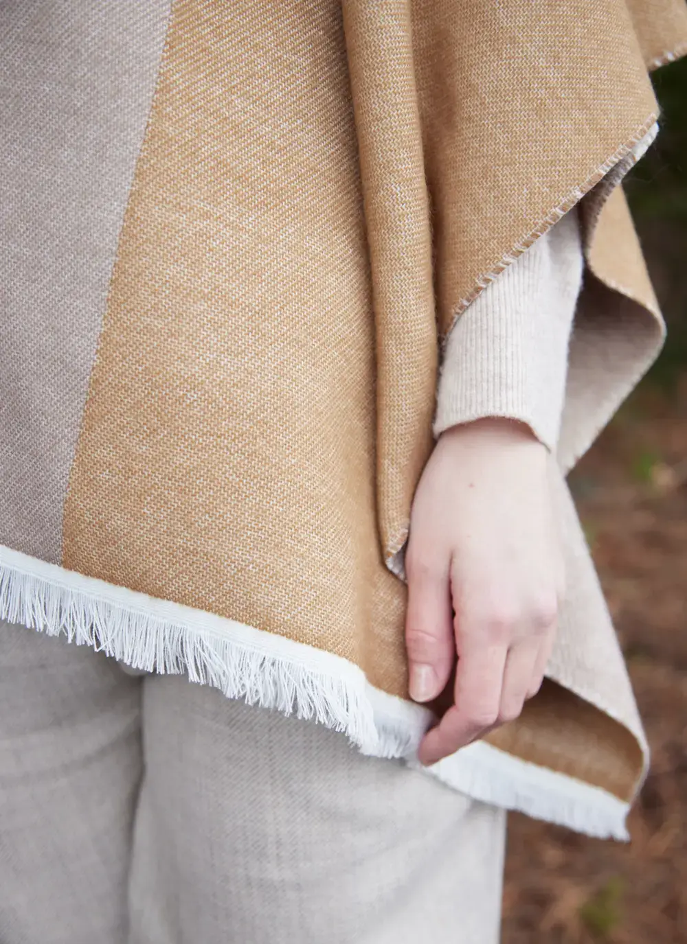 Color Block Fringed Wrap