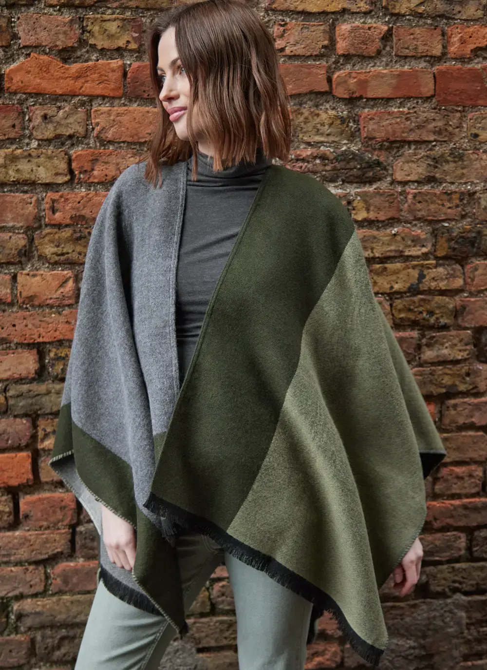 Color Block Fringed Wrap